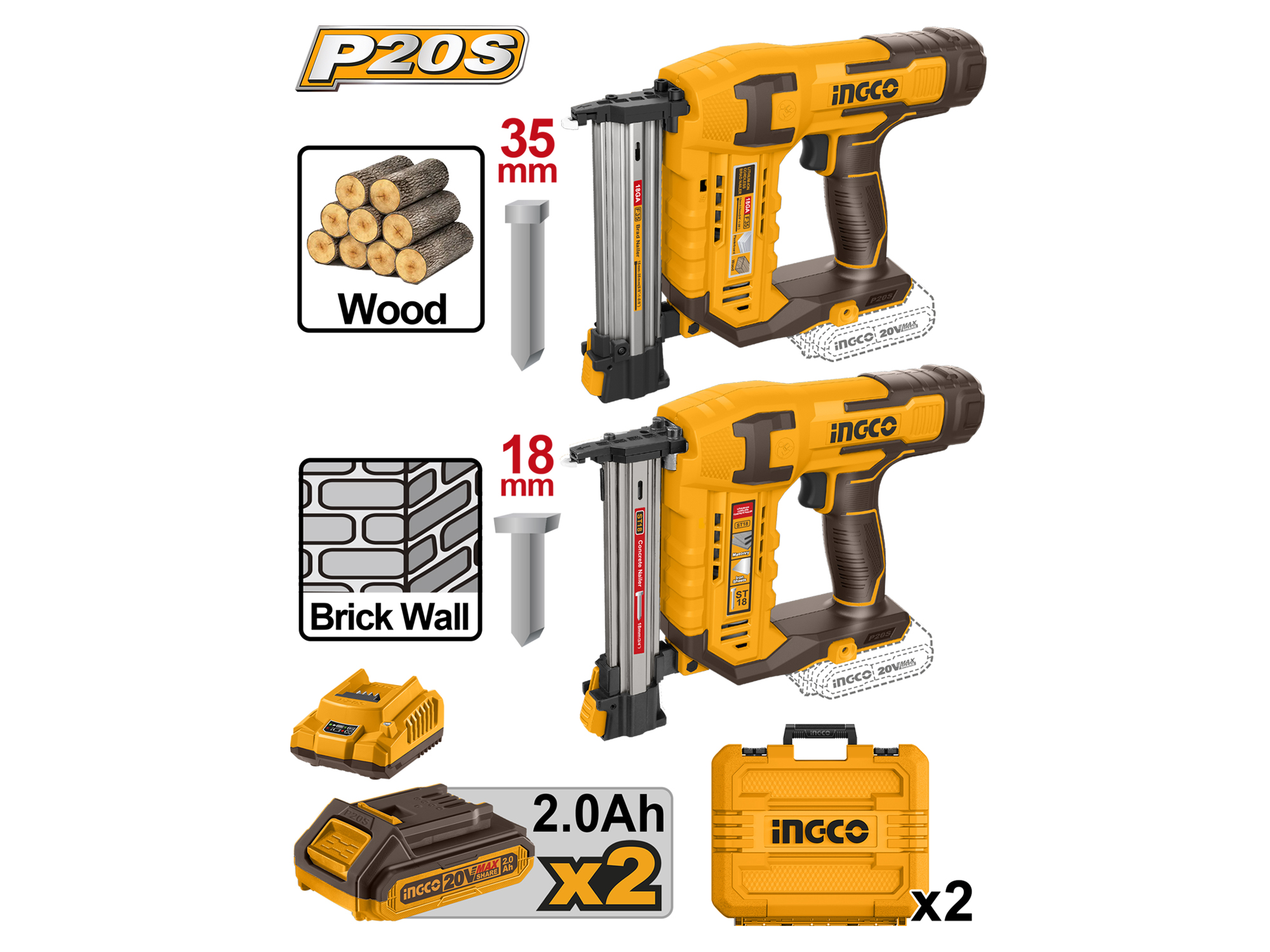Combo Limitado 20V 2 Pcs Clavadora De Madera Y Concreto
