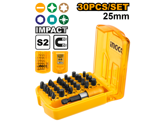 Juego De 30 Cabezas 25Mm Para Desarmador De Impacto Ingco