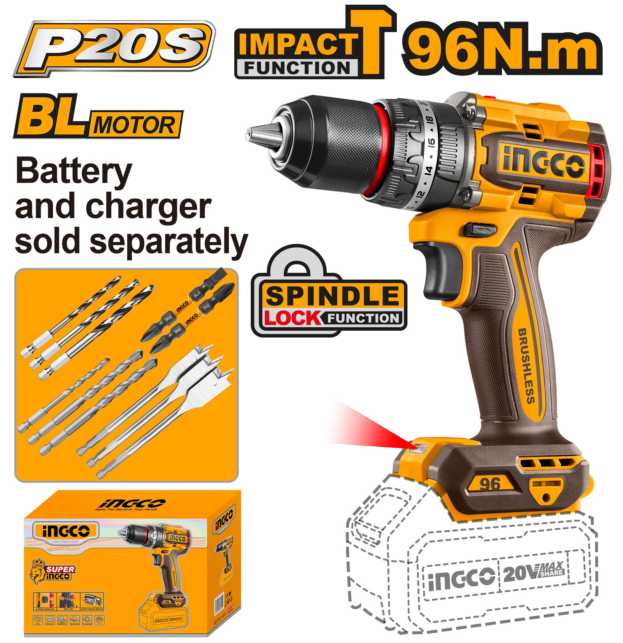 Barreno De Impacto Inalambrico 1/2" 96Nm Compact Bl 20V Sin Bateria Ni Cargador