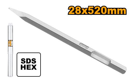 Punta Puntiaguda Hexagonal 28X520Mm Para Demoledor 2200W Ingco