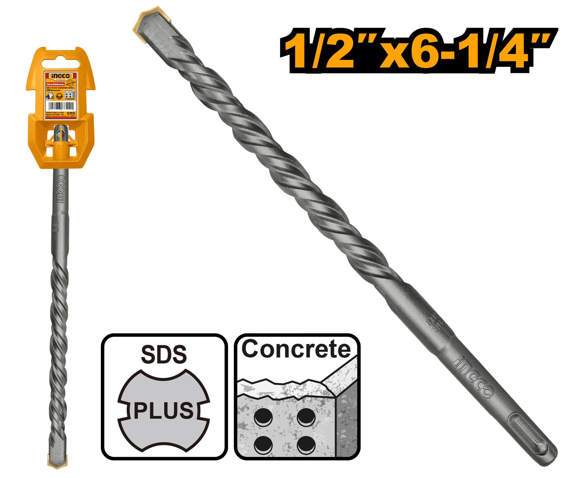 Broca Sds Plus 13X160Mm (1/2"X6-1/4") Concreto Ingco