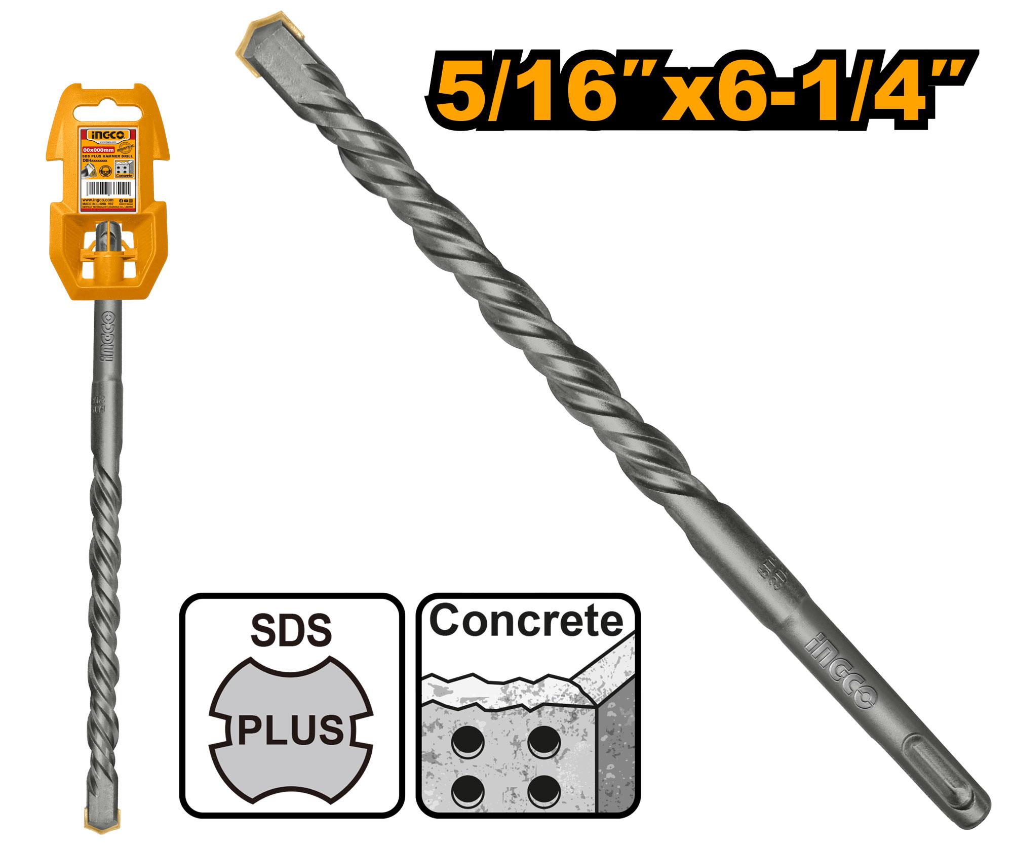 Broca Sds Plus 8X160Mm (5/16"X6-1/4") Concreto Ingco