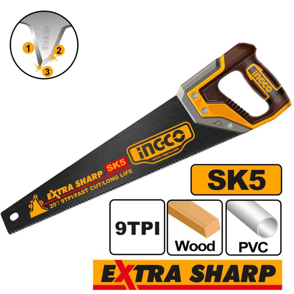 Serrucho 20", 9Tpi Industrial, Tratamiento De Calor Ingco