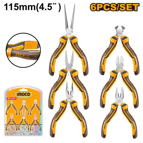 Set De Mini Pinzas Y Alicates 6 Pzs, Mango Bimaterial Basic Plus