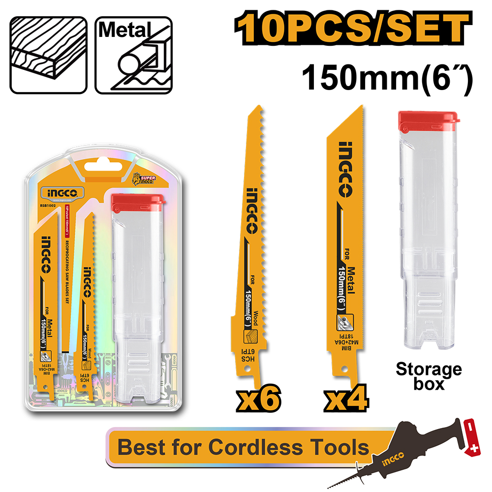 Set De 10 Sierras Para Sierra Reciproca 6" Ingco