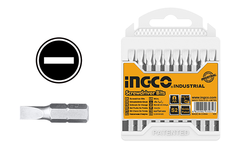 Set De Puntas Planas Para Desarmador/Barreno Ingco 10Pzs