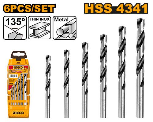 Set De 6 Brocas Para Metal Hss Ingco