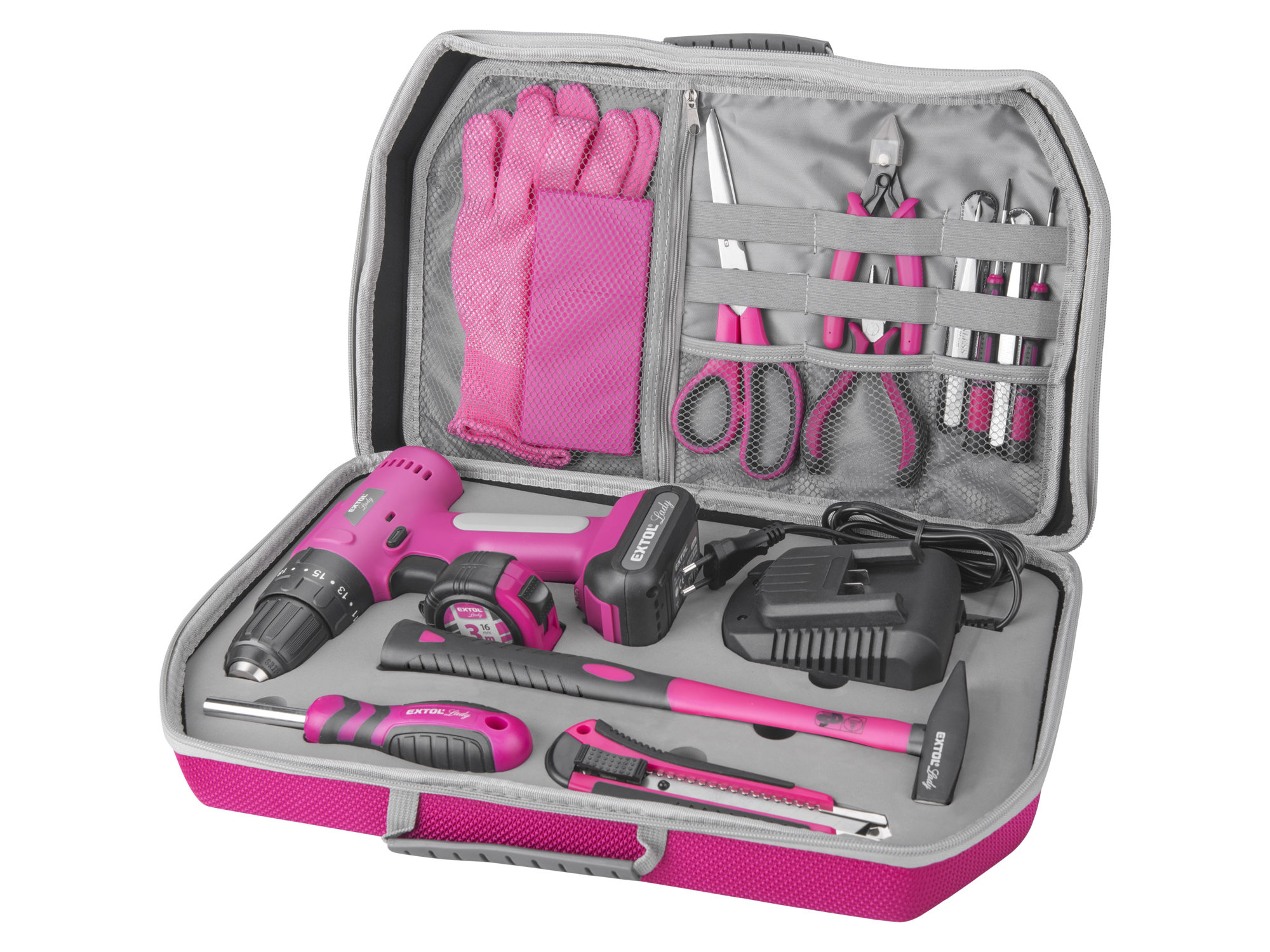 Taladro Atornillador En Set 27 Piezas Extol Lady 12V 2 Vel