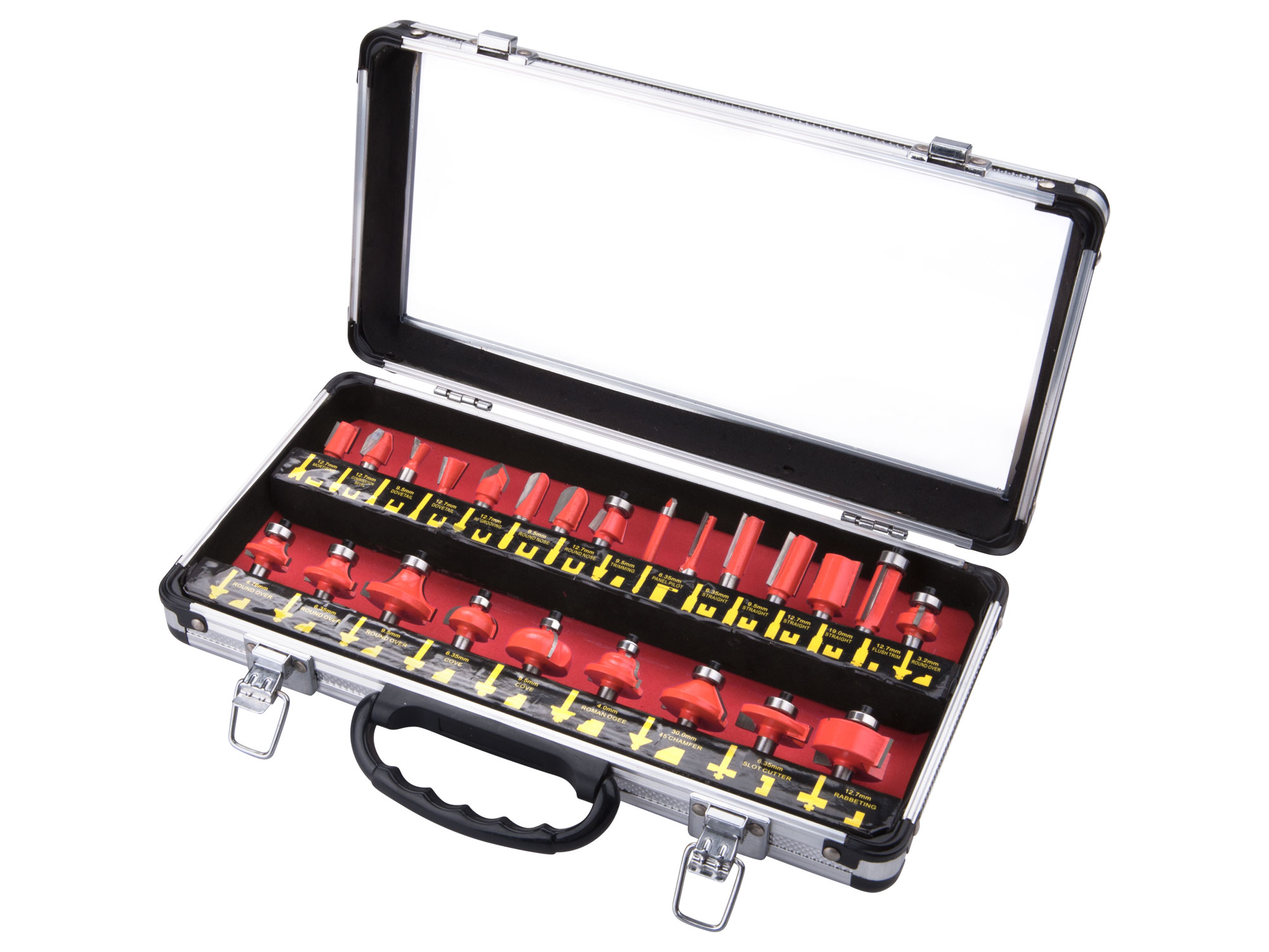 Juego De 24 Brocas Para Router; Vastago D 8Mm, Estuche Metalico