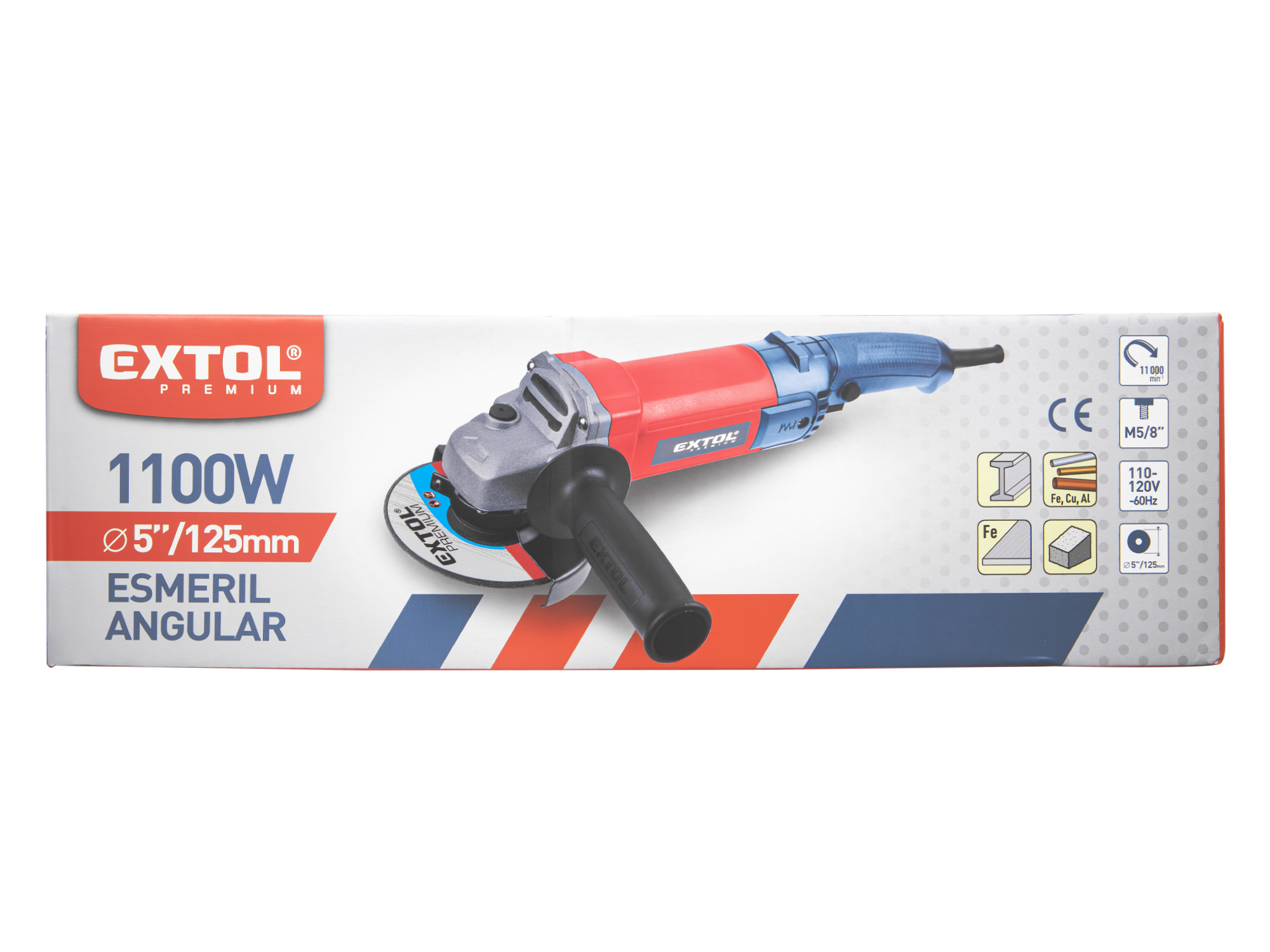 Esmeril Angular Extol Premium 5" 1100W Encastre 5/8" - Imagen 1