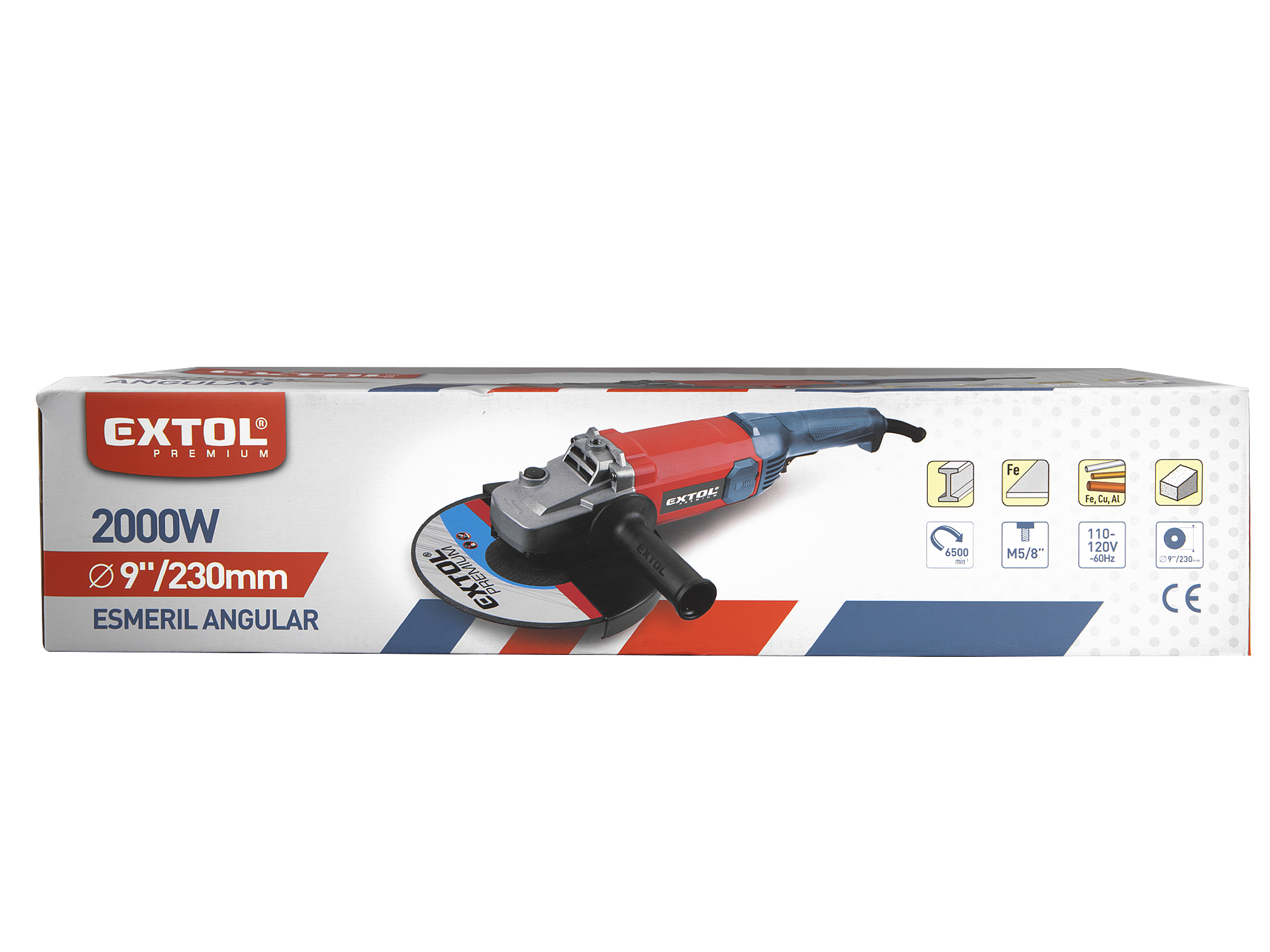 Esmeril Angular Extol Premium 9" 2000W Encastre 5/8" - Imagen 2