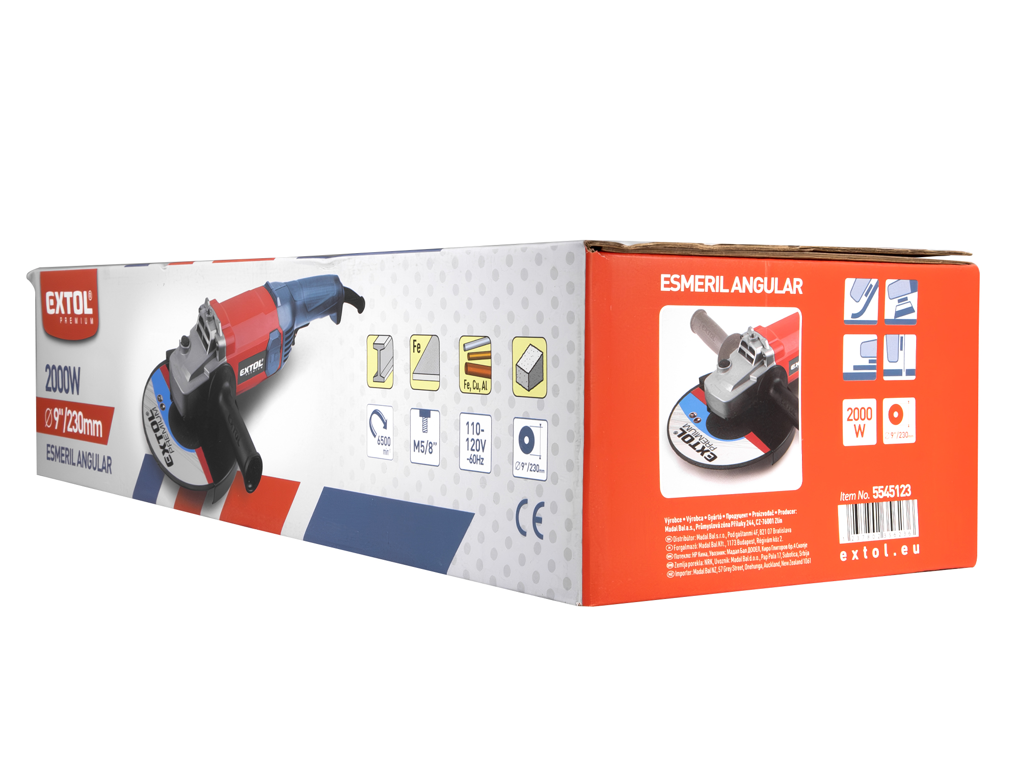 Esmeril Angular Extol Premium 9" 2000W Encastre 5/8" - Imagen 3