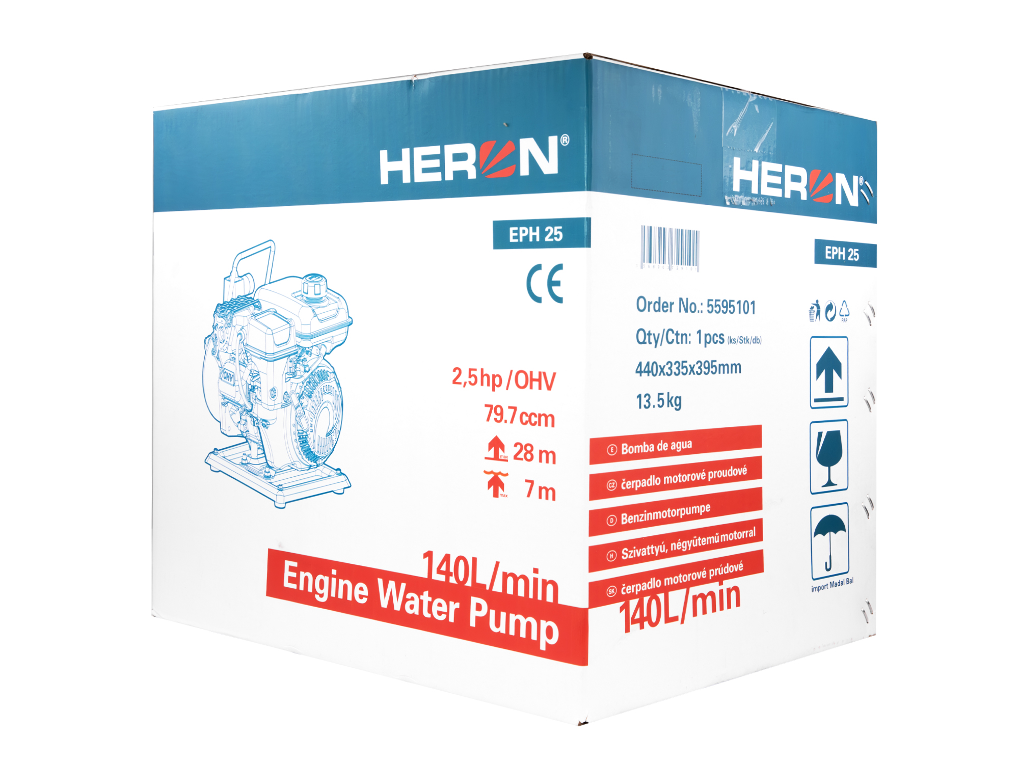 Bomba De Agua Heron 4T 1¨X1¨ Motor 79Cc A Gasolina - Imagen 5