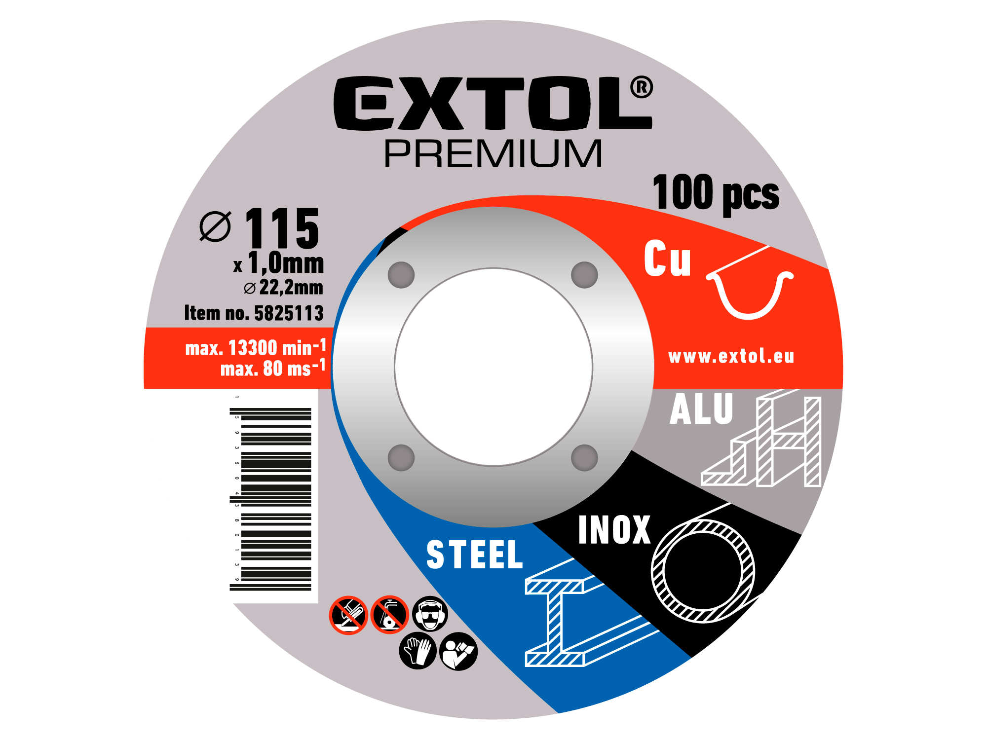 Caja De 100Pcs Disco De Corte  Para Metal  4 1/2" 115X1.0X22.2,
