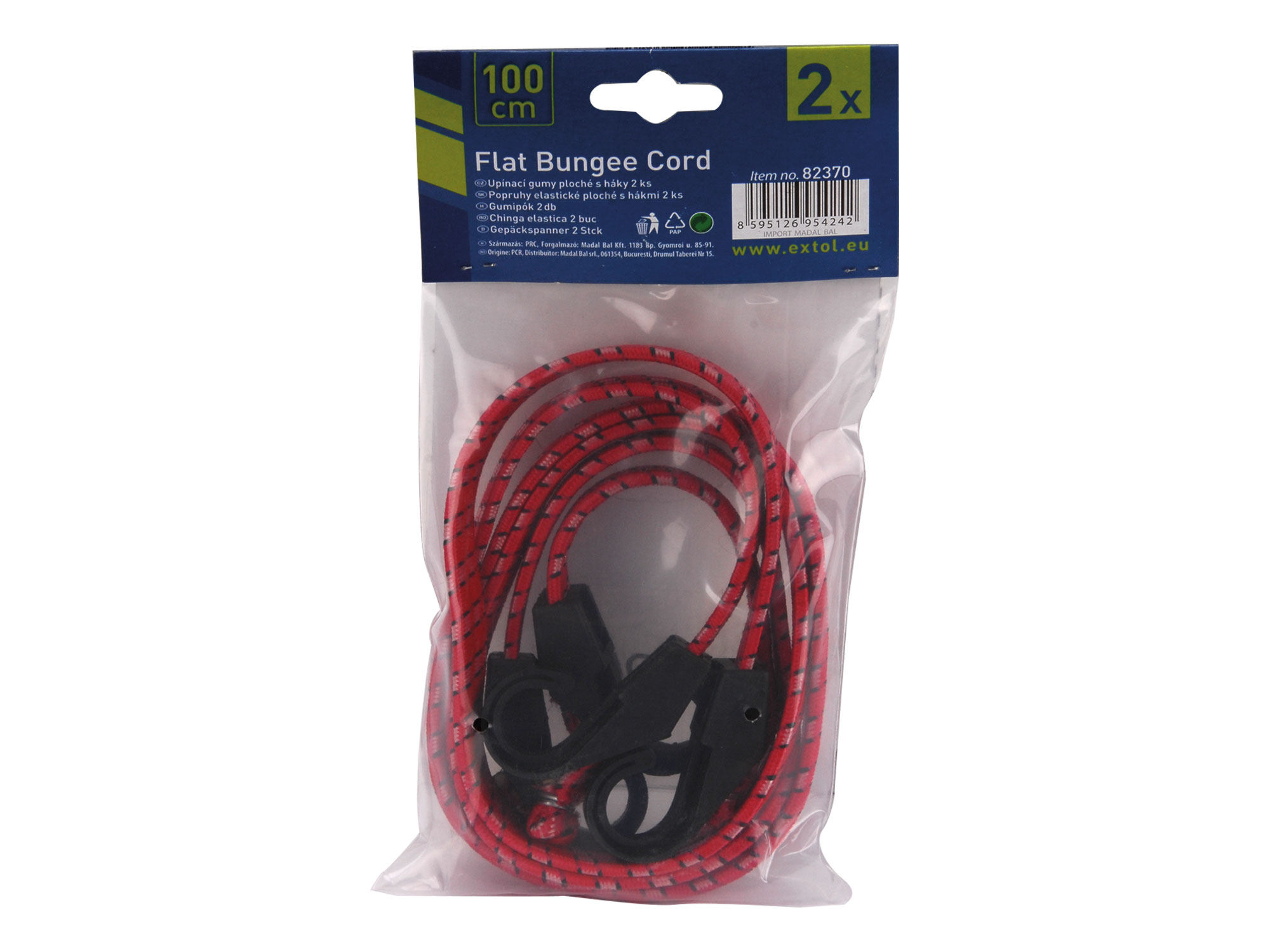 Lazo Elastico Extol Con Ganchos Par 100Cm - Imagen 1