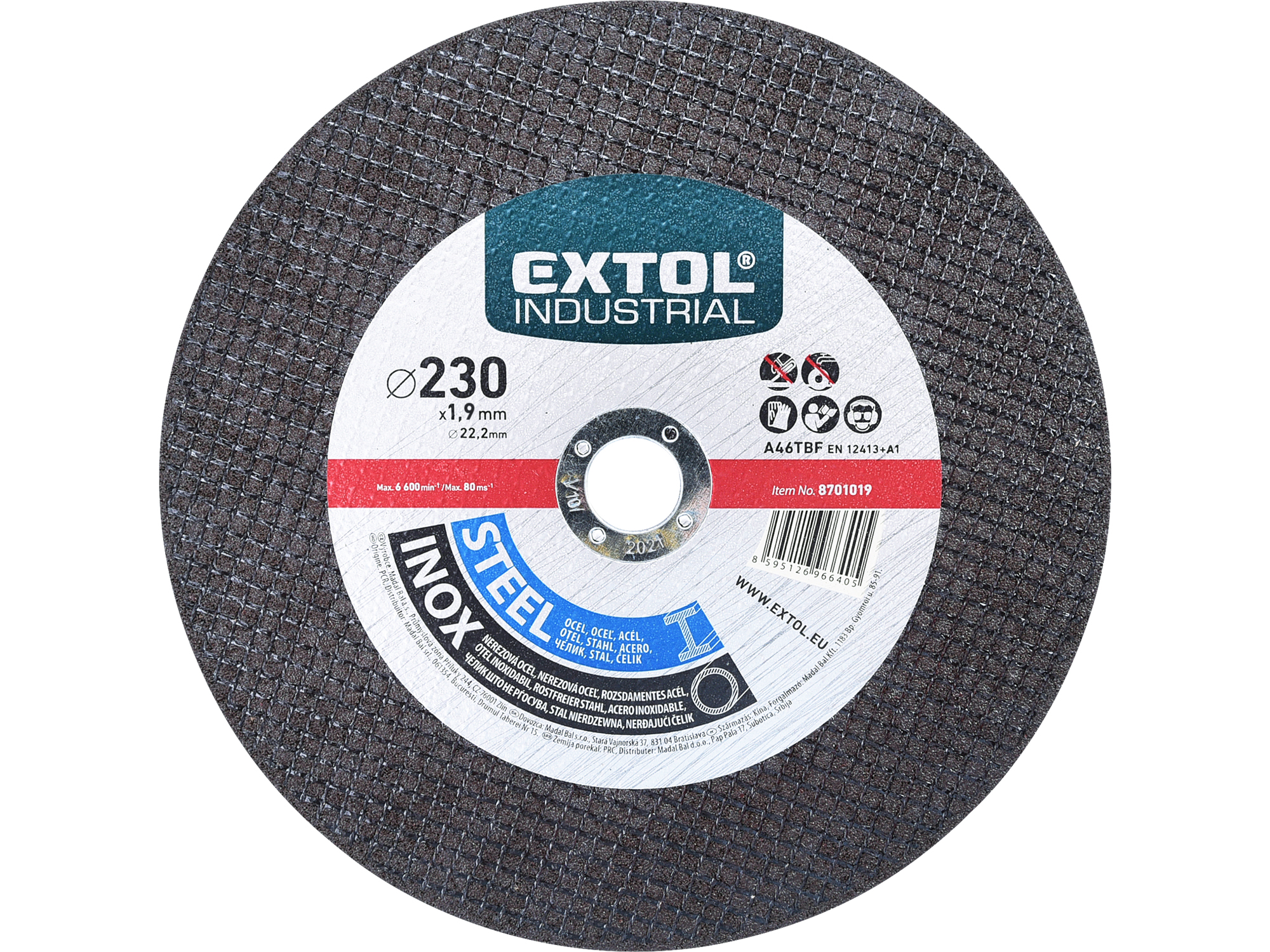 Disco De Corte Extol Industrial  Para Metal/Inox 9"