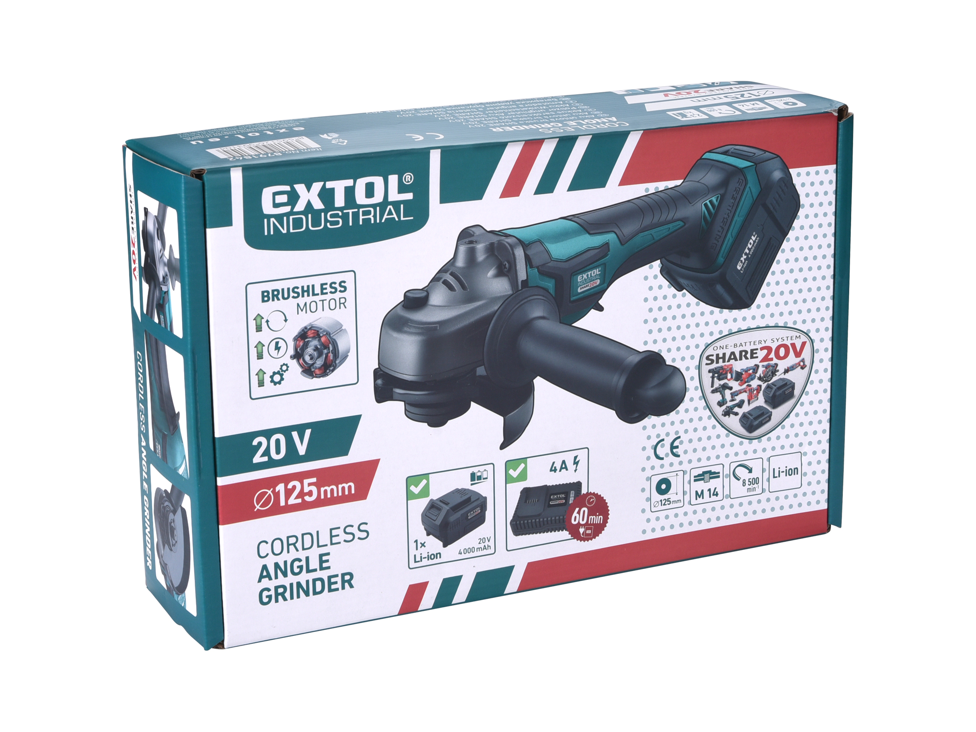 ESMERIL ANGULAR INALAMBRICO 5", 20V UNA BATERIA 4.0Ah Y UN CARGADOR - Imagen 8