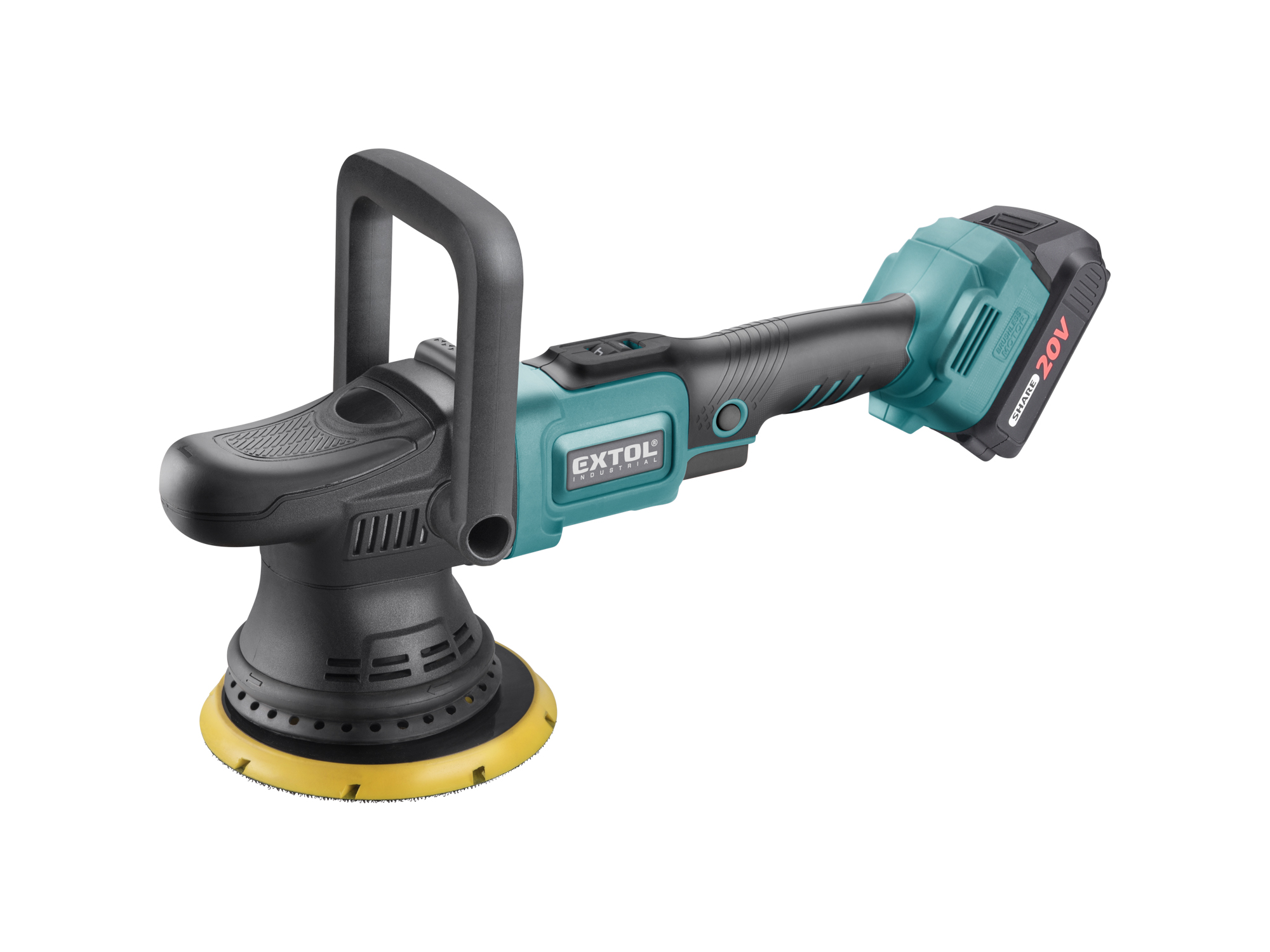 Pulidora Automotriz Sin Carbones  Extol Industrial 20V 5" 1 Cargador 1 Bateria 6 Vel