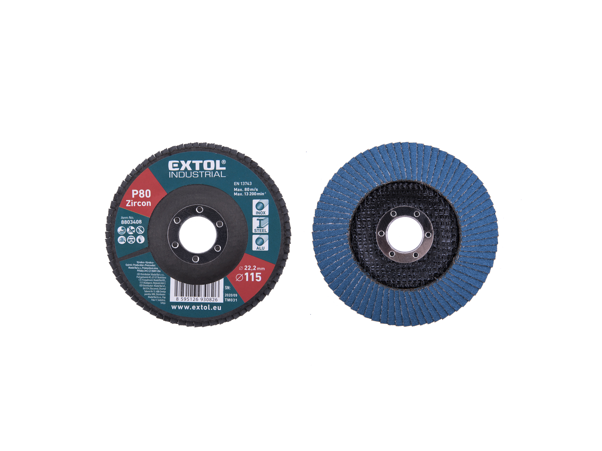 Disco Laminado Tipo Flap Zirconio 4-1/2" P80 Extol P