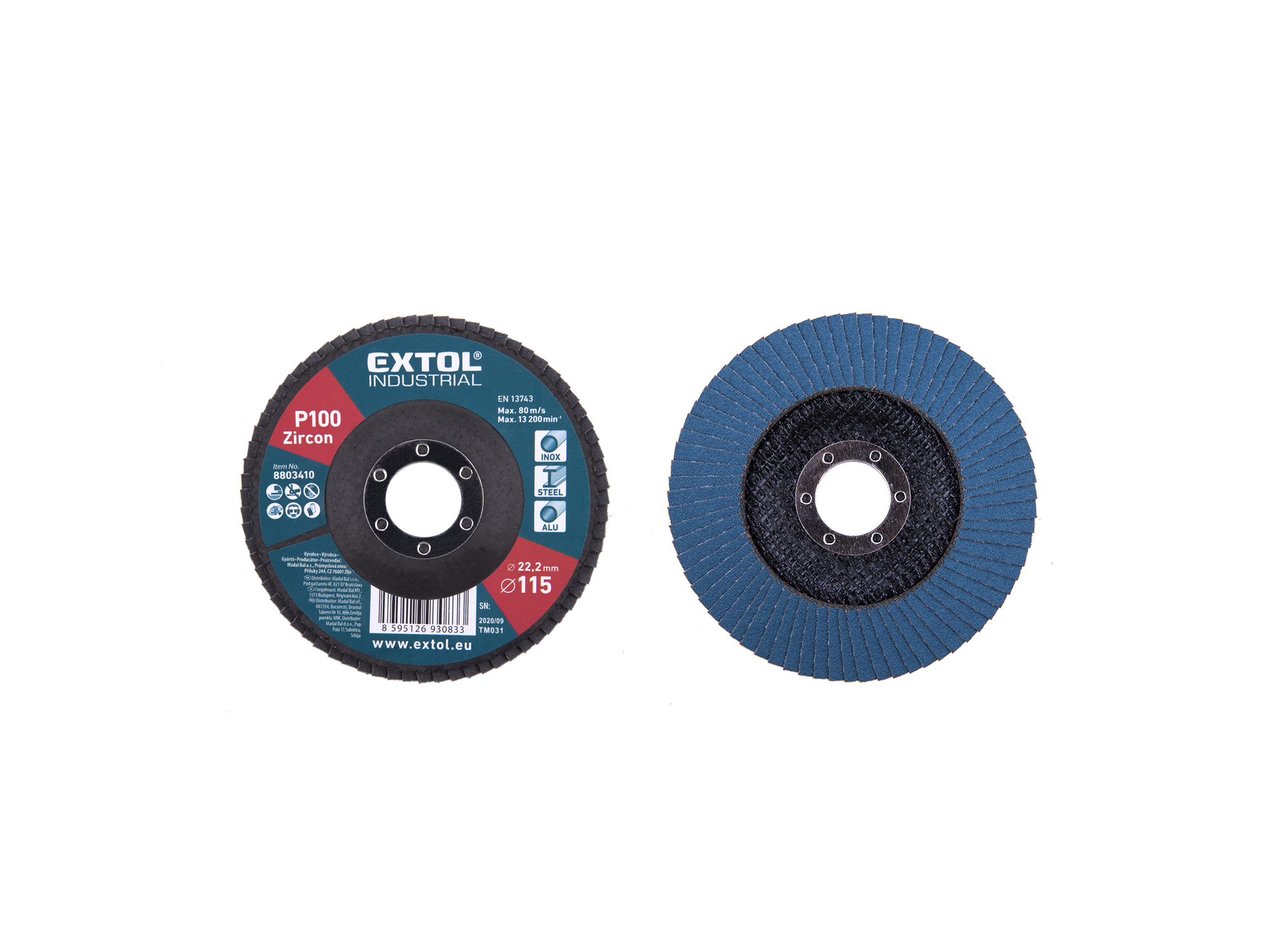 Disco Laminado Tipo Flap Zirconio 4-1/2" P100 Extol P