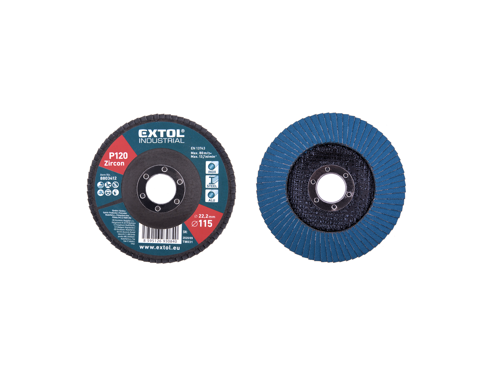 Disco Laminado Tipo Flap Zirconio 4-1/2" P120 Extol P