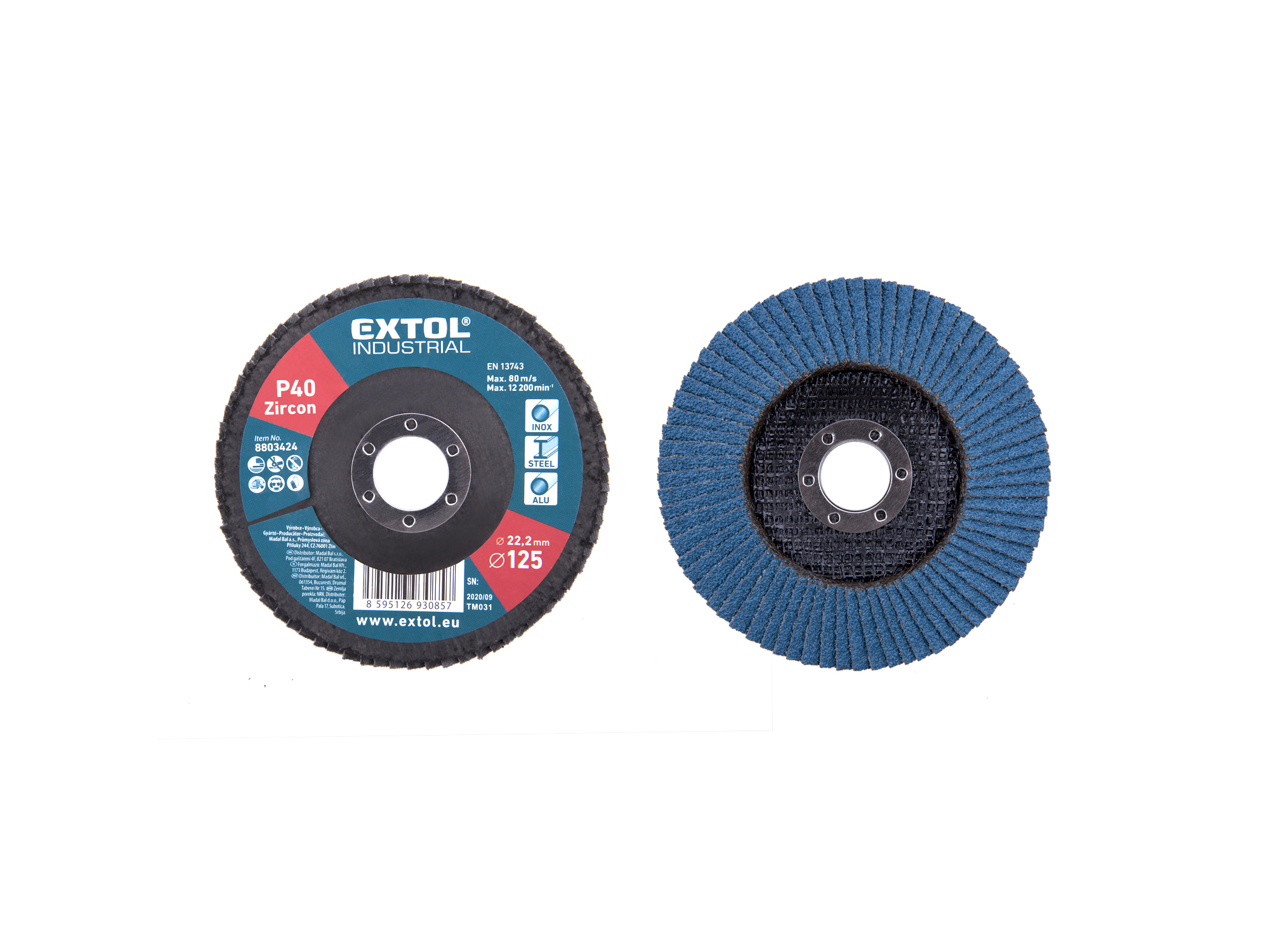 Disco Laminado Tipo Flap Zirconio 5" P40 Extol P
