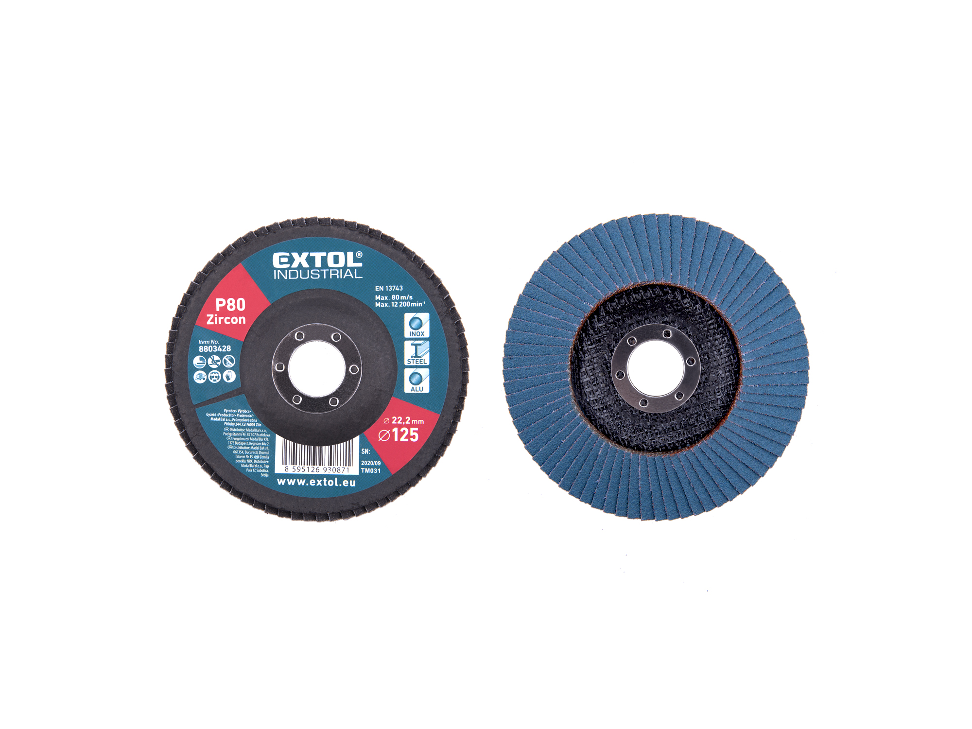 Disco Laminado Tipo Flap Zirconio 5" P80 Extol P