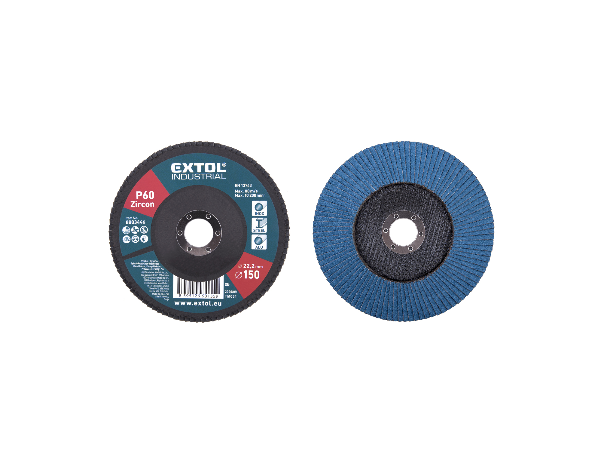 Disco Laminado Tipo Flap Zirconio 6" P60 Extol P