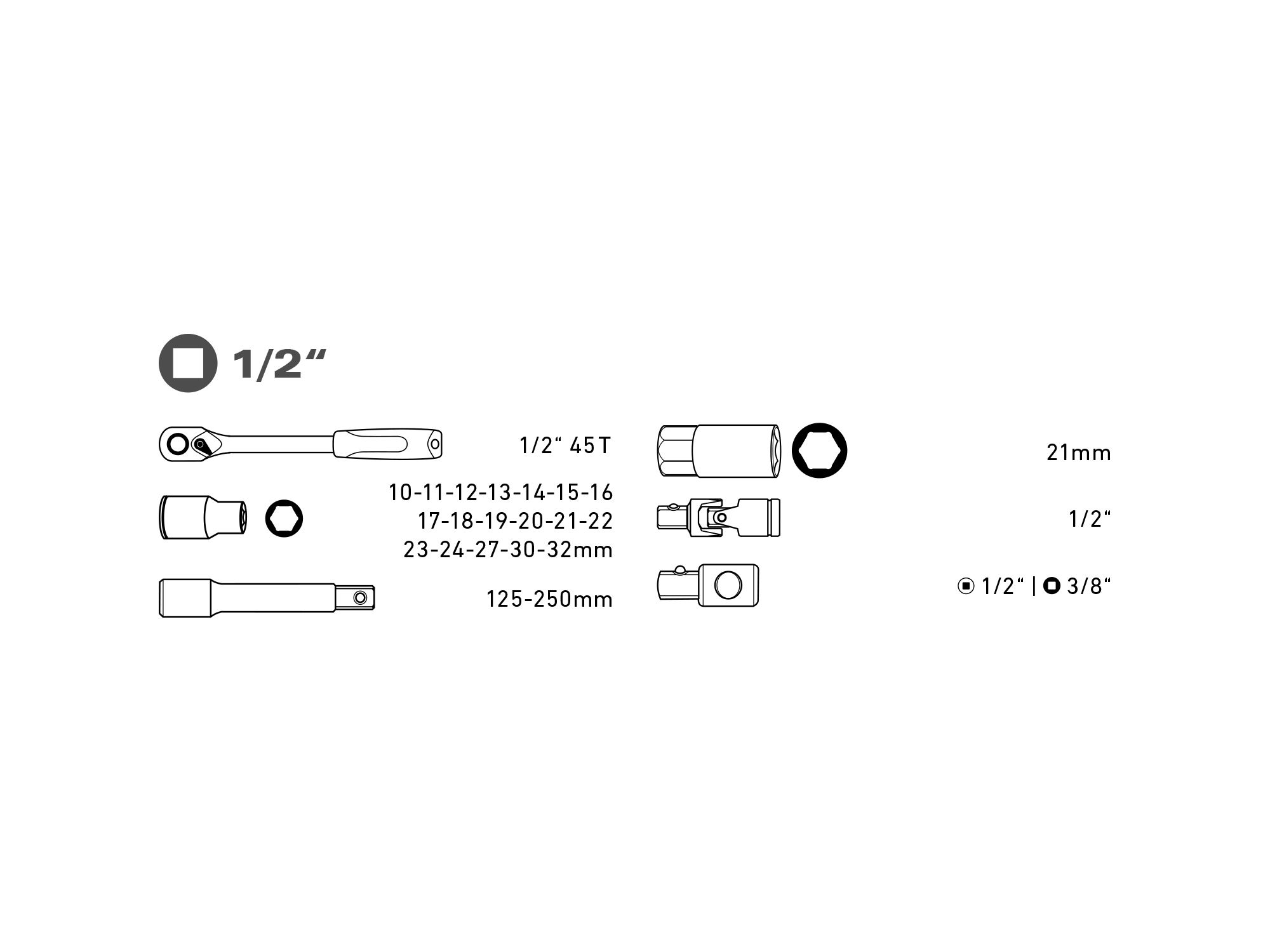 CAJA DE HERRAMIENTAS 1/2",  24 PZS - Imagen 1