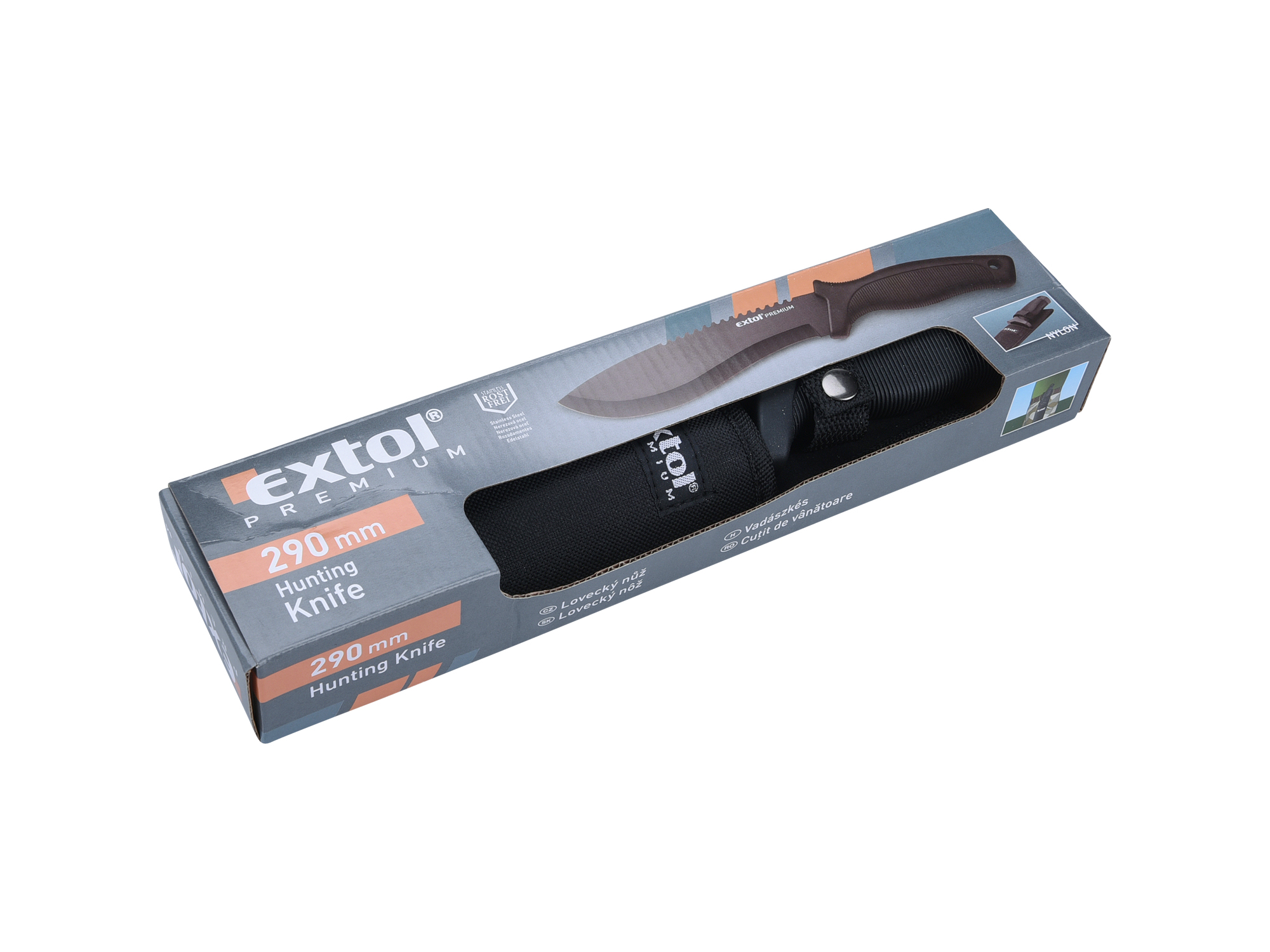 Cuchillo De Caza Negro Ep Acero Inox 290Mm Con Esetuche - Imagen 2