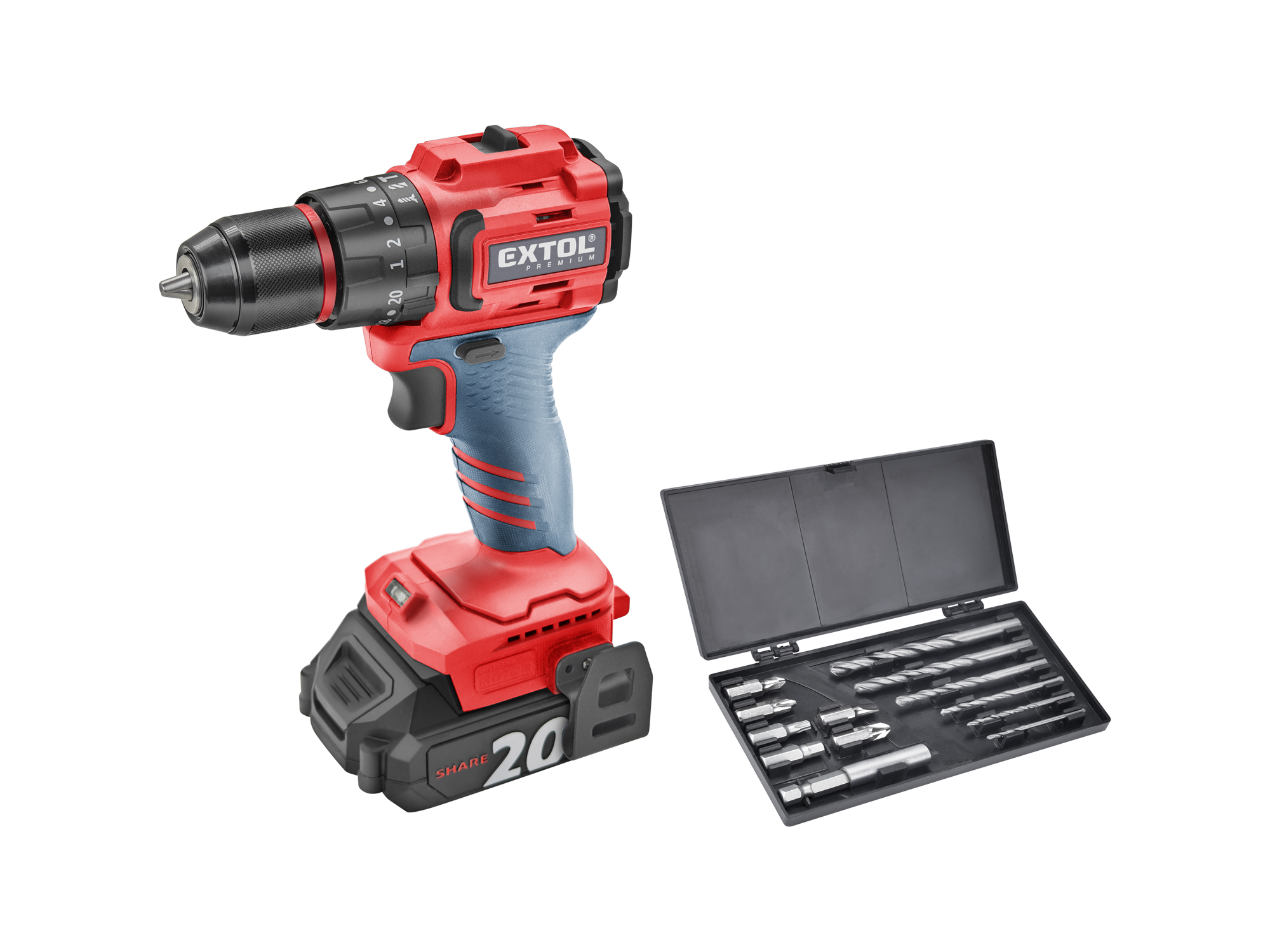 BARRENO DE IMPACTO EP 20V CON CARBONES, 2 BATERIAS Y 1 CARGADOR