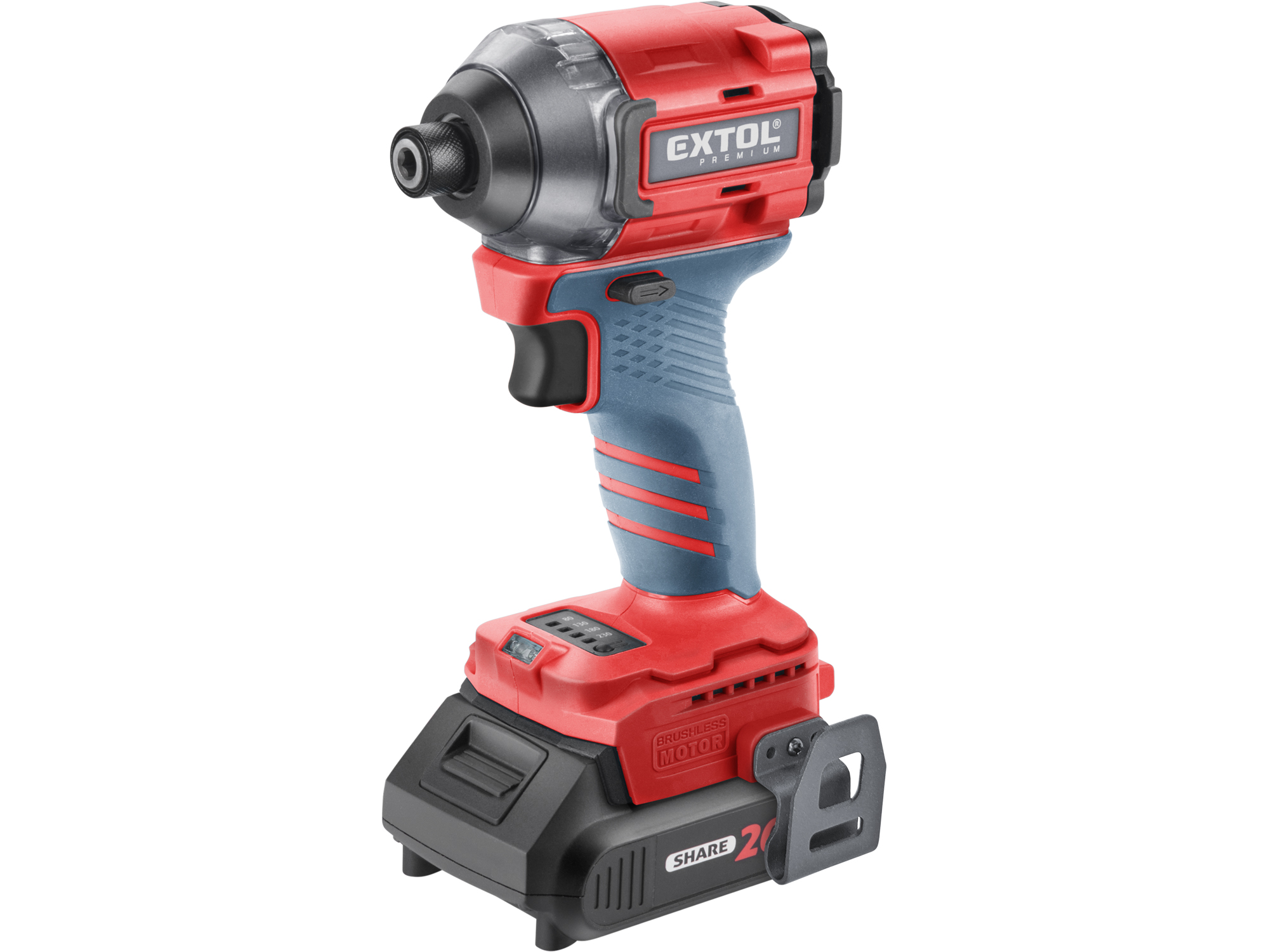 Pistola De Impacto 20V  Extol 1/4" Hex  230Nm Vmax: 3600Rpm Con Bat/Carg