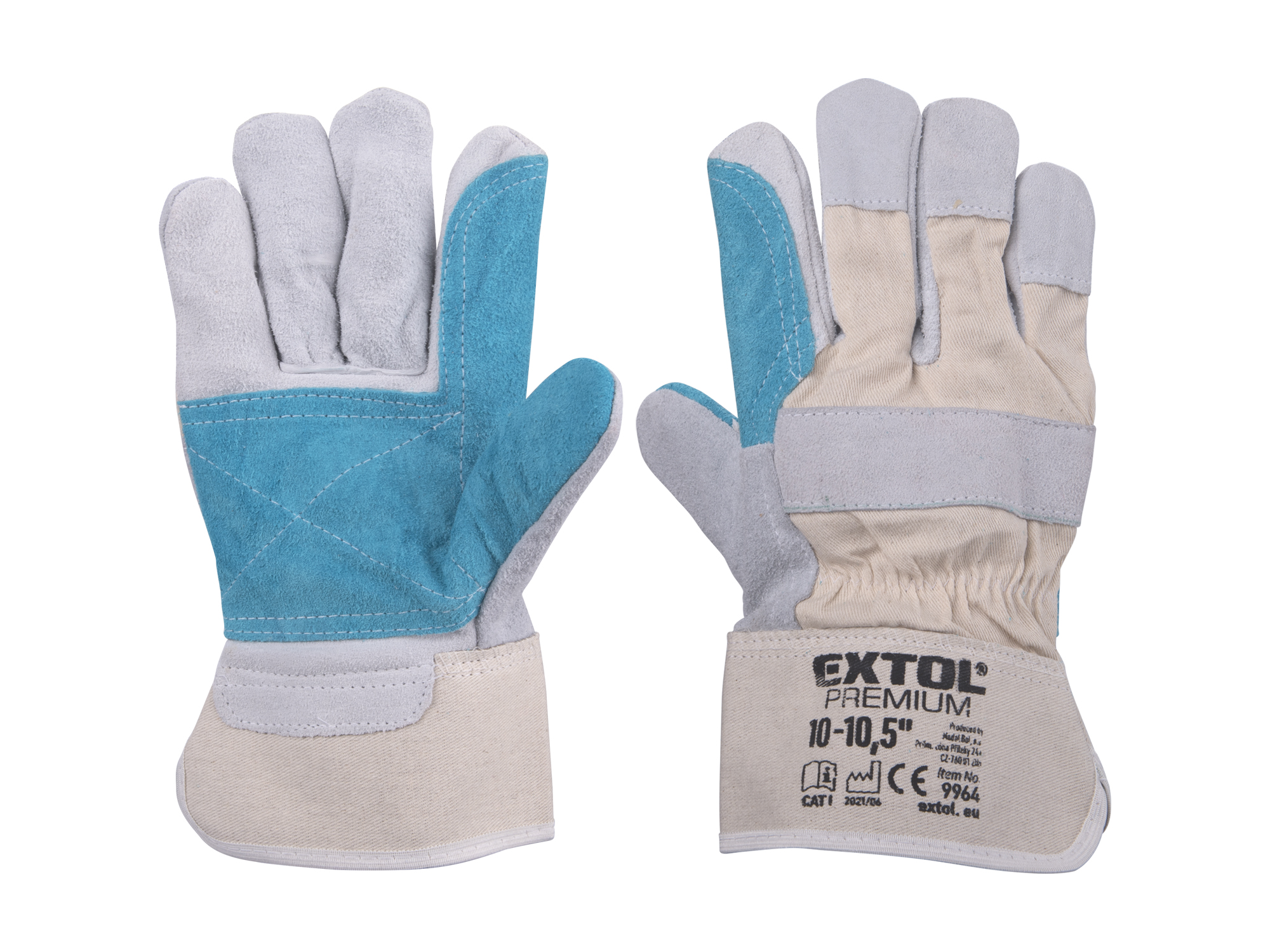 GUANTES DE CUERO PARA TRABAJO EXTOL CON CUBIERTA EXTRA - 10";Extol"
