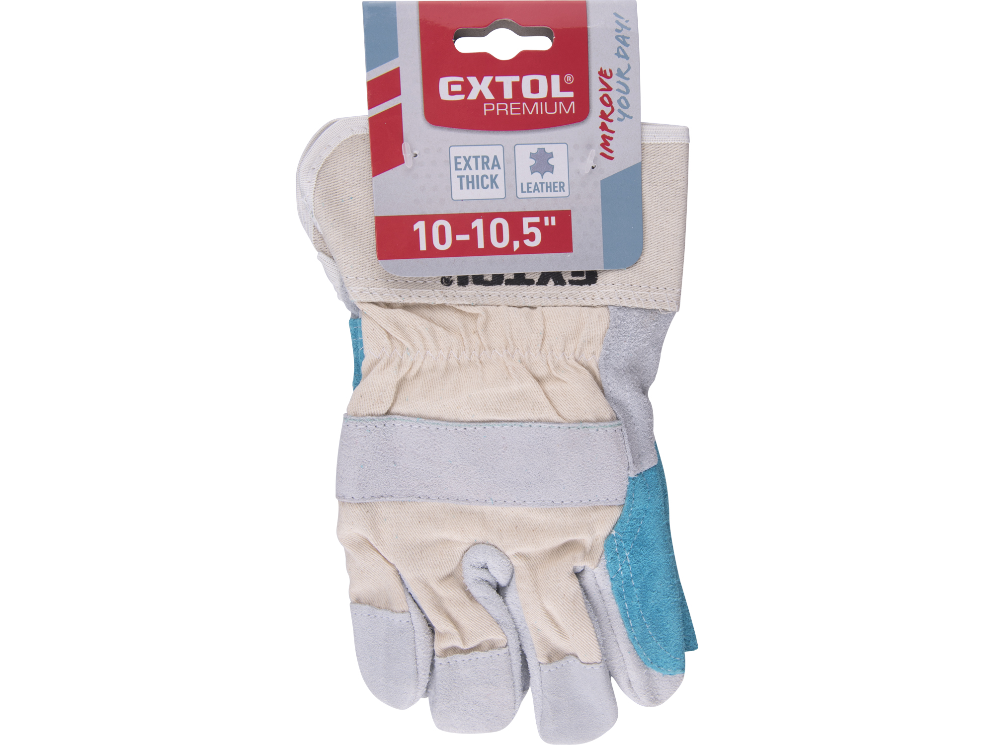 GUANTES DE CUERO PARA TRABAJO EXTOL CON CUBIERTA EXTRA - 10";Extol" - Imagen 3