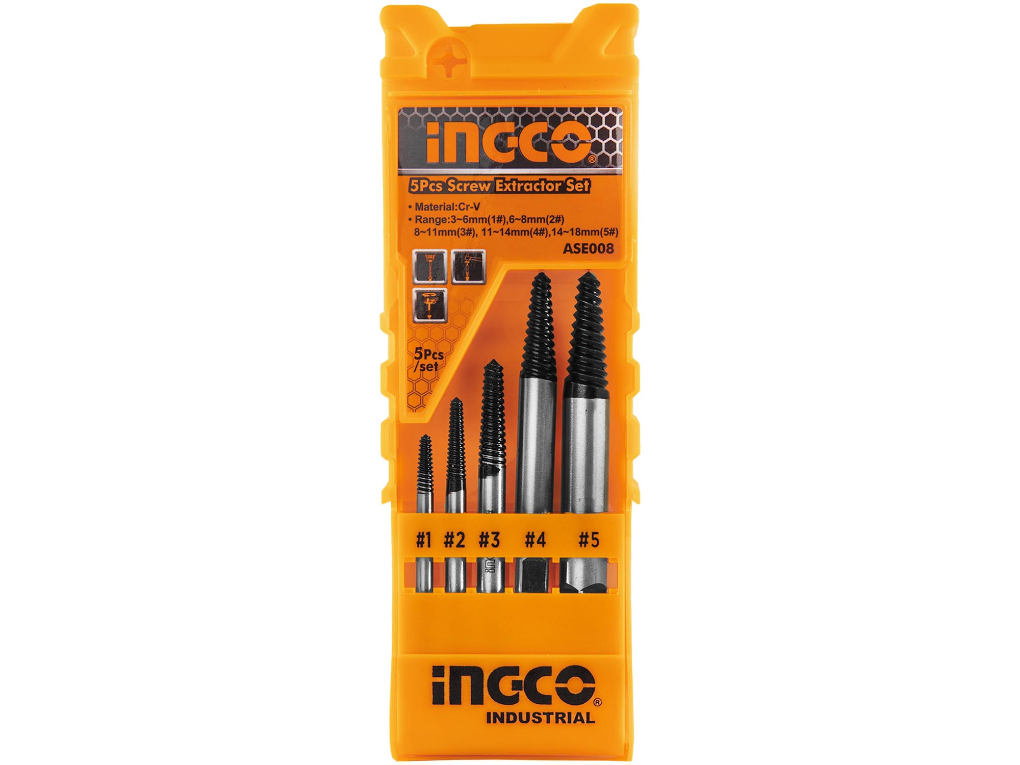 SET DE EXTRACTOR DE TORNILLOS CONTRA MACHO, 5 PZS