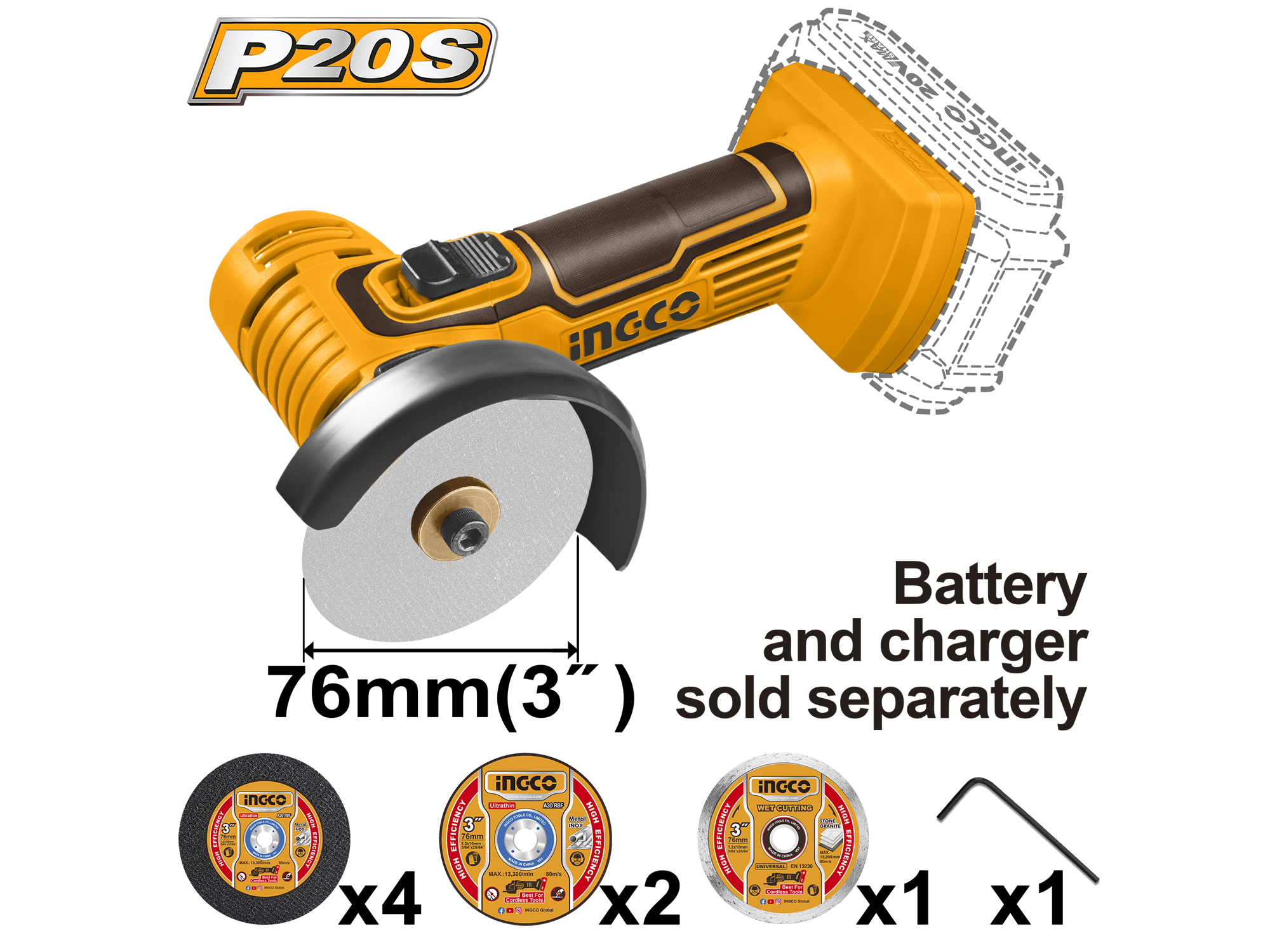 Mini Sierra De Corte 3"/76Mm 20V Con 8 Pzs Accesorios