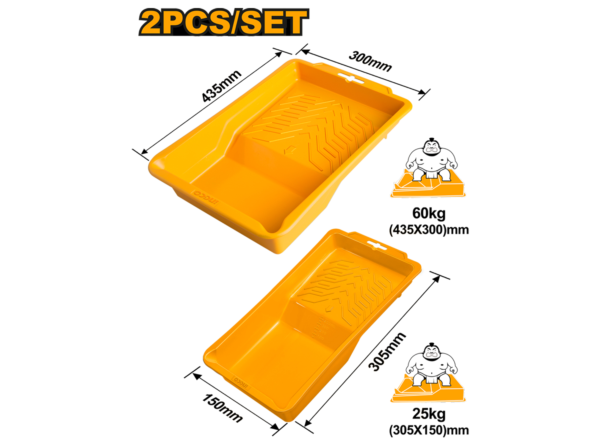 2 Bandejas De Pintura 1 X 435*300Mm (10"), 1 X 305*150Mm (4")