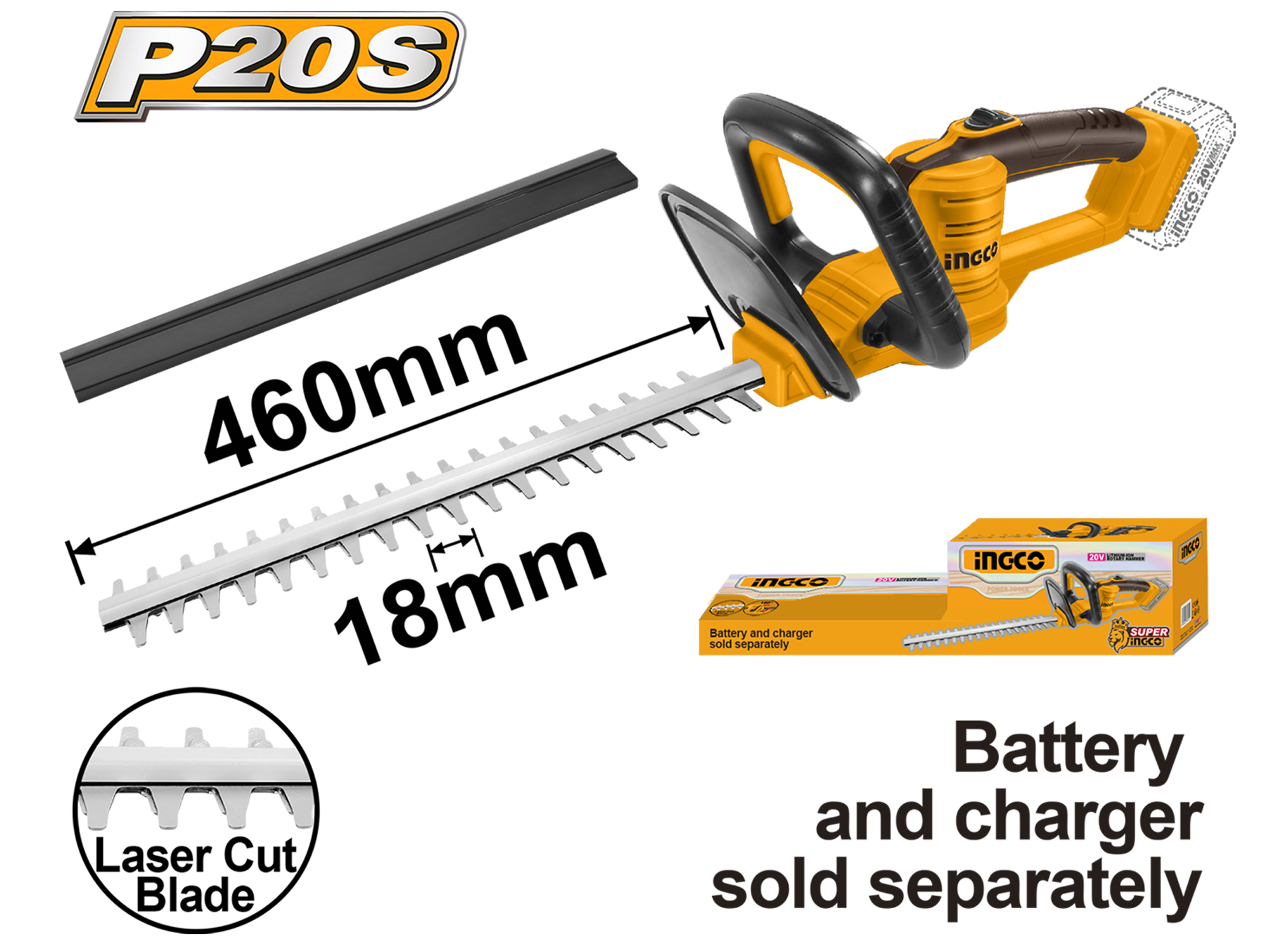 CORTASETOS INALAMBRICO 18", 20V, SIN BATERÍA NI CARGADOR