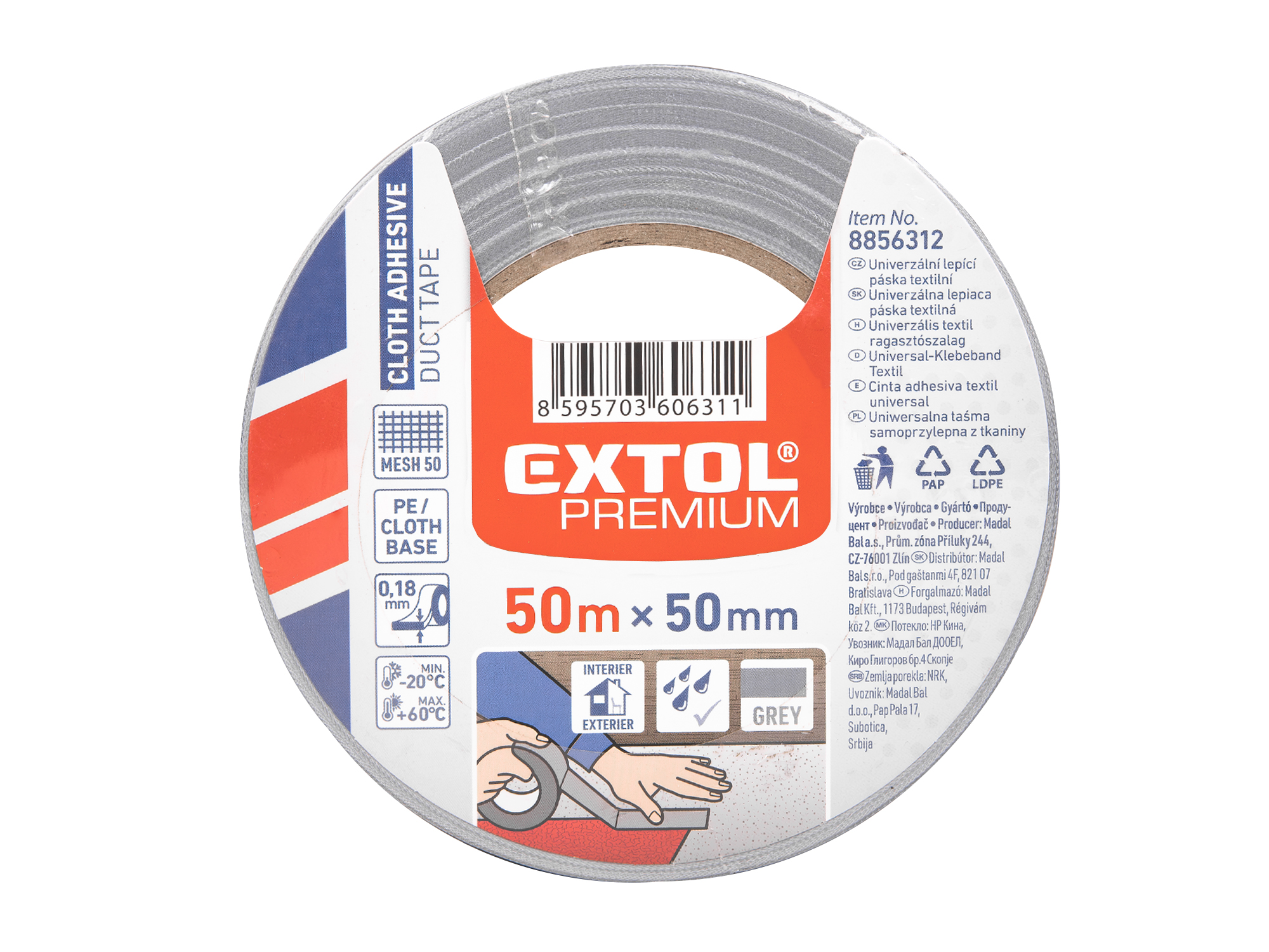 CINTA DE DUCTO GRIS GROSOR 50MM LARGO 50MTS