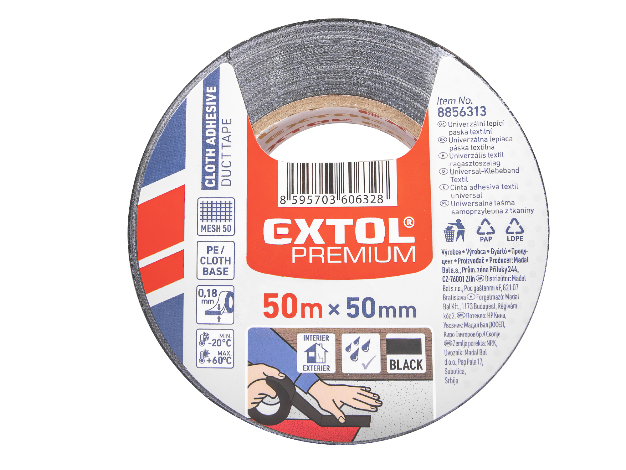 CINTA DE DUCTO NEGRA GROSOR 50MM LARGO 50MTS