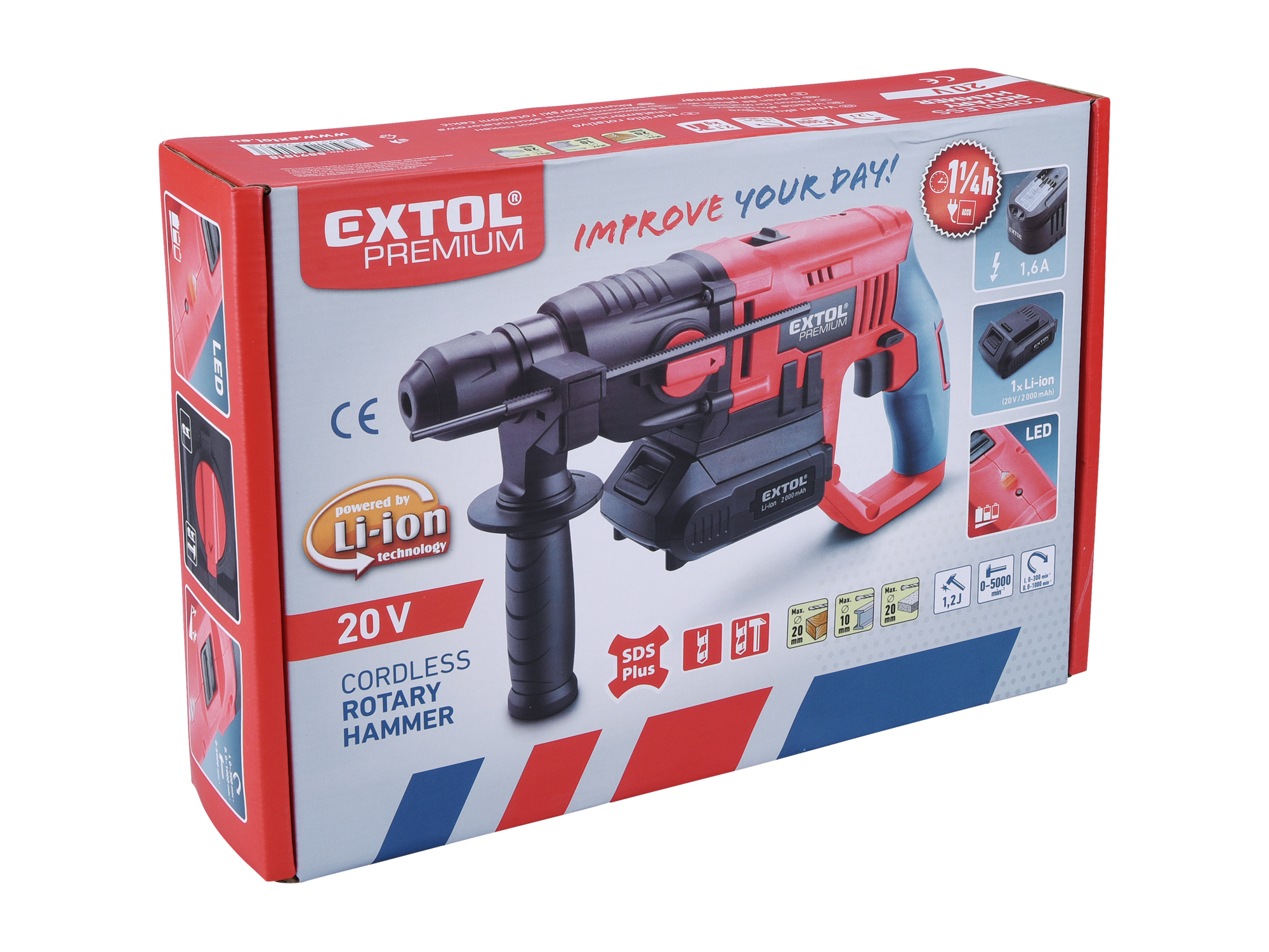 ROTOMARTILLO EP INALAMBRICO, SDS PLUS,  20V  1.2J C-CARBONES 5000GPM - Imagen 5
