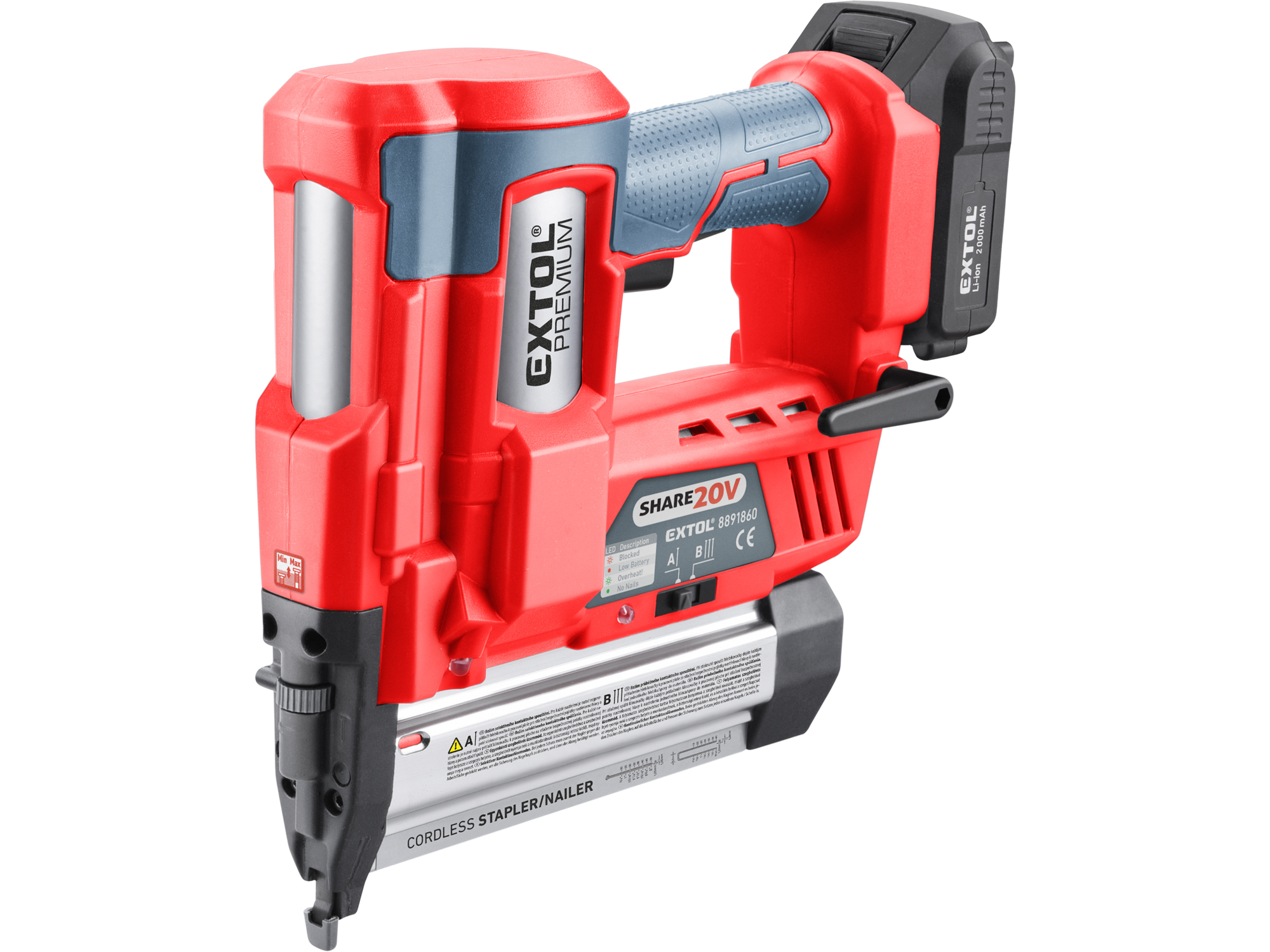 CLAVADORA Y ENGRAPADORA EP INALAMBRICA 20V, CON CARBONES 1 CARGADOR 1 BATERIA