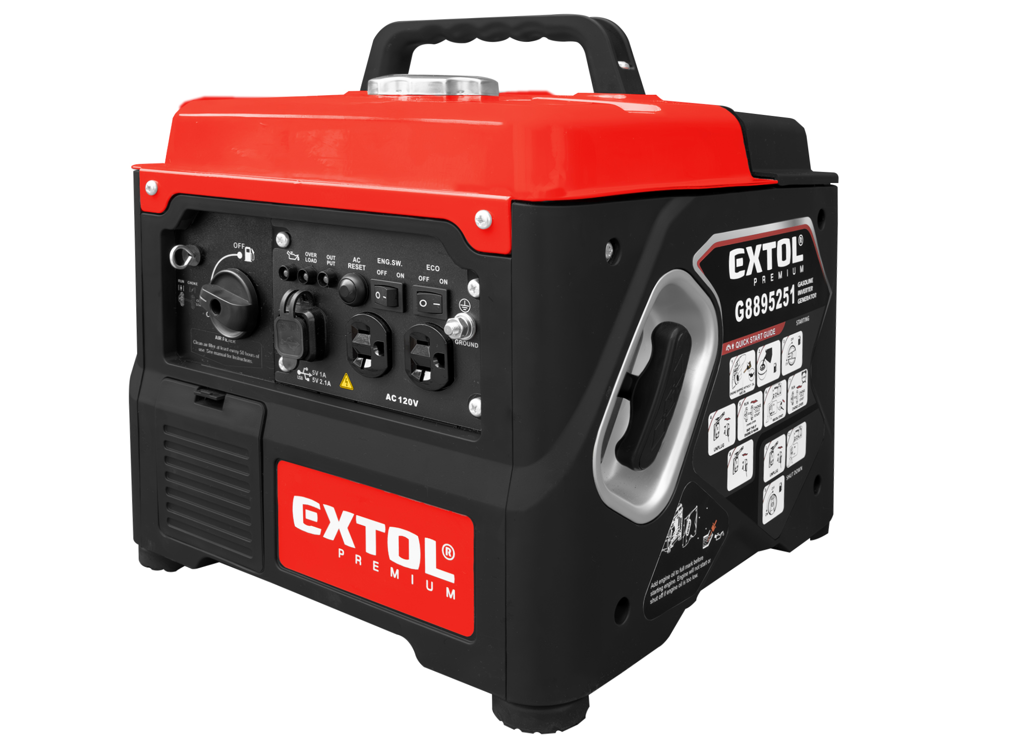 Generador Inversor Extol 4T 1100Watts 62Db 12.5Kg - Imagen 1