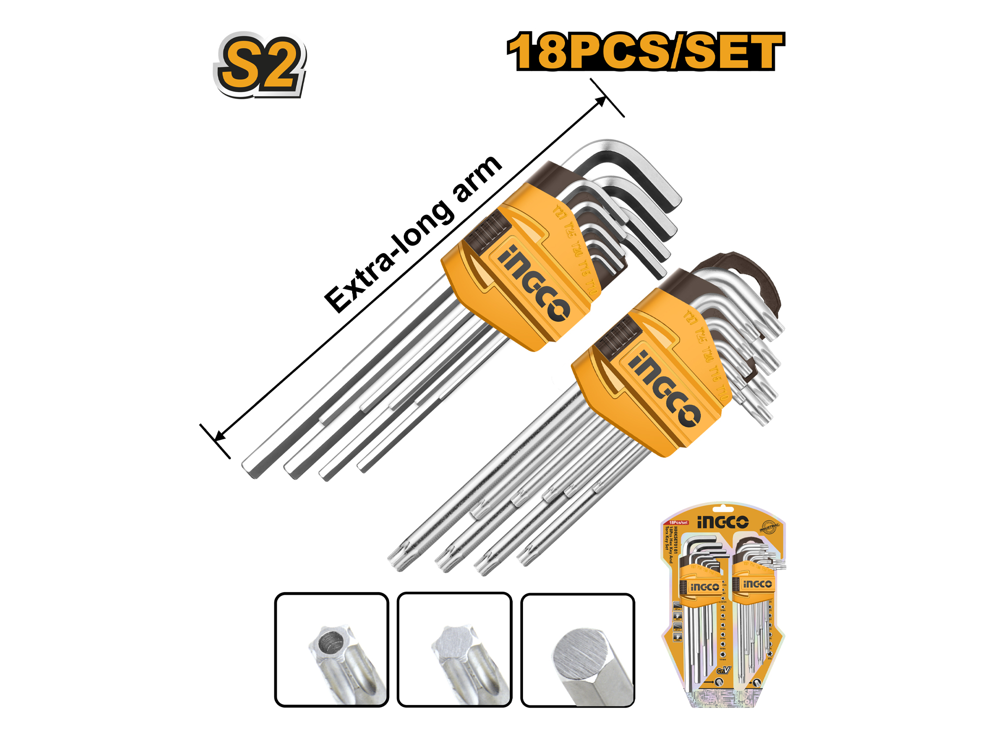 SET DE LLAVES ALLEN HEXAGONALES/TORX 18PZS