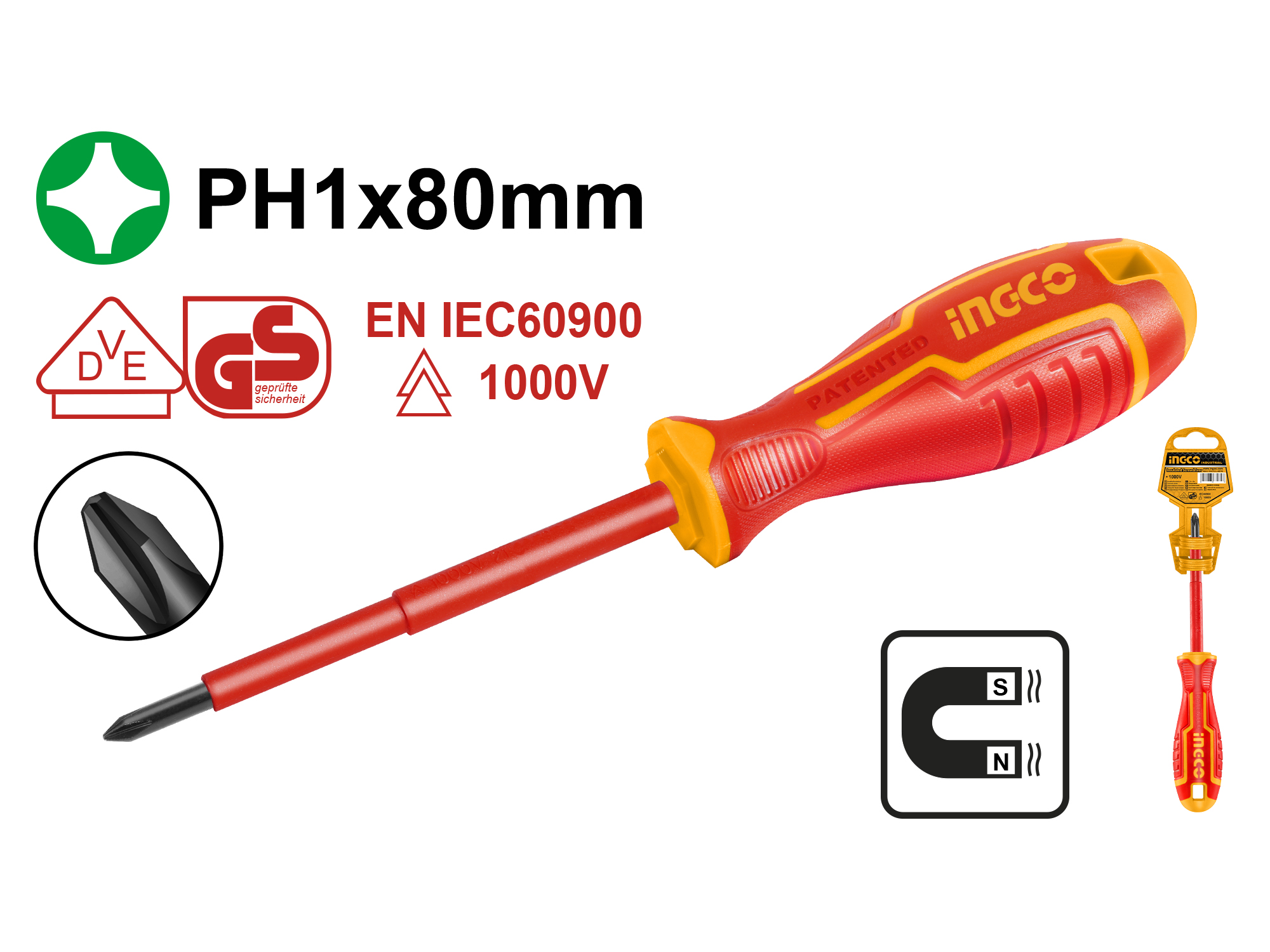 DESARMADOR PHILLIPS AISLADO PARA ELECTRICISTA 1000V