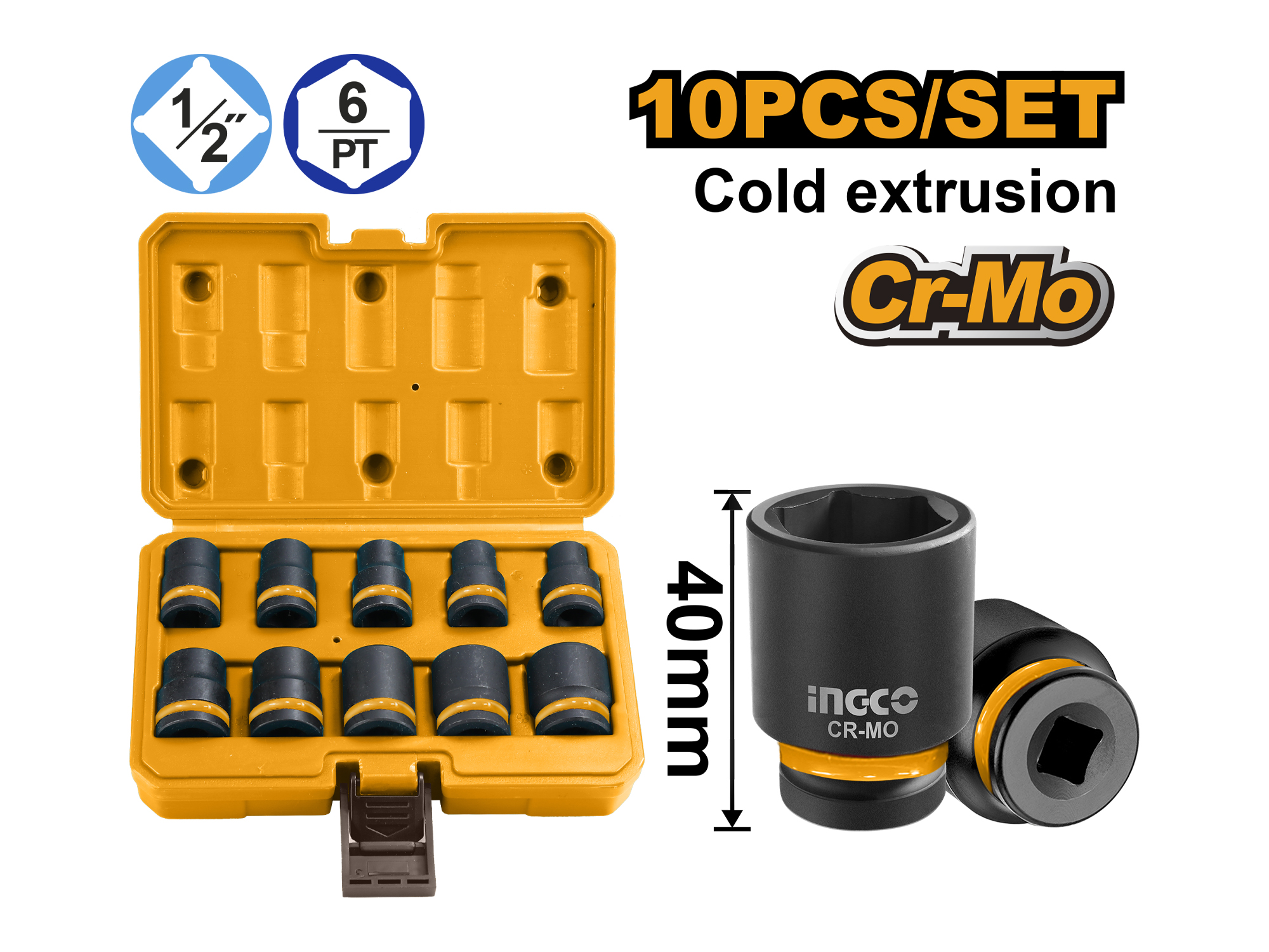 SET DE 10 COPAS DE IMPACTO 1/2" 10PZS