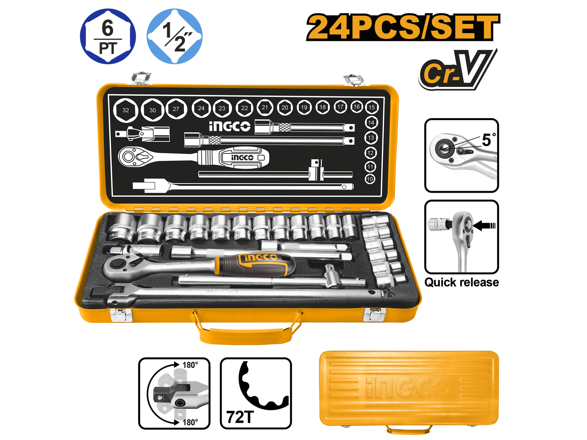 CAJA DE HERRAMIENTAS 1/2", 24PZS