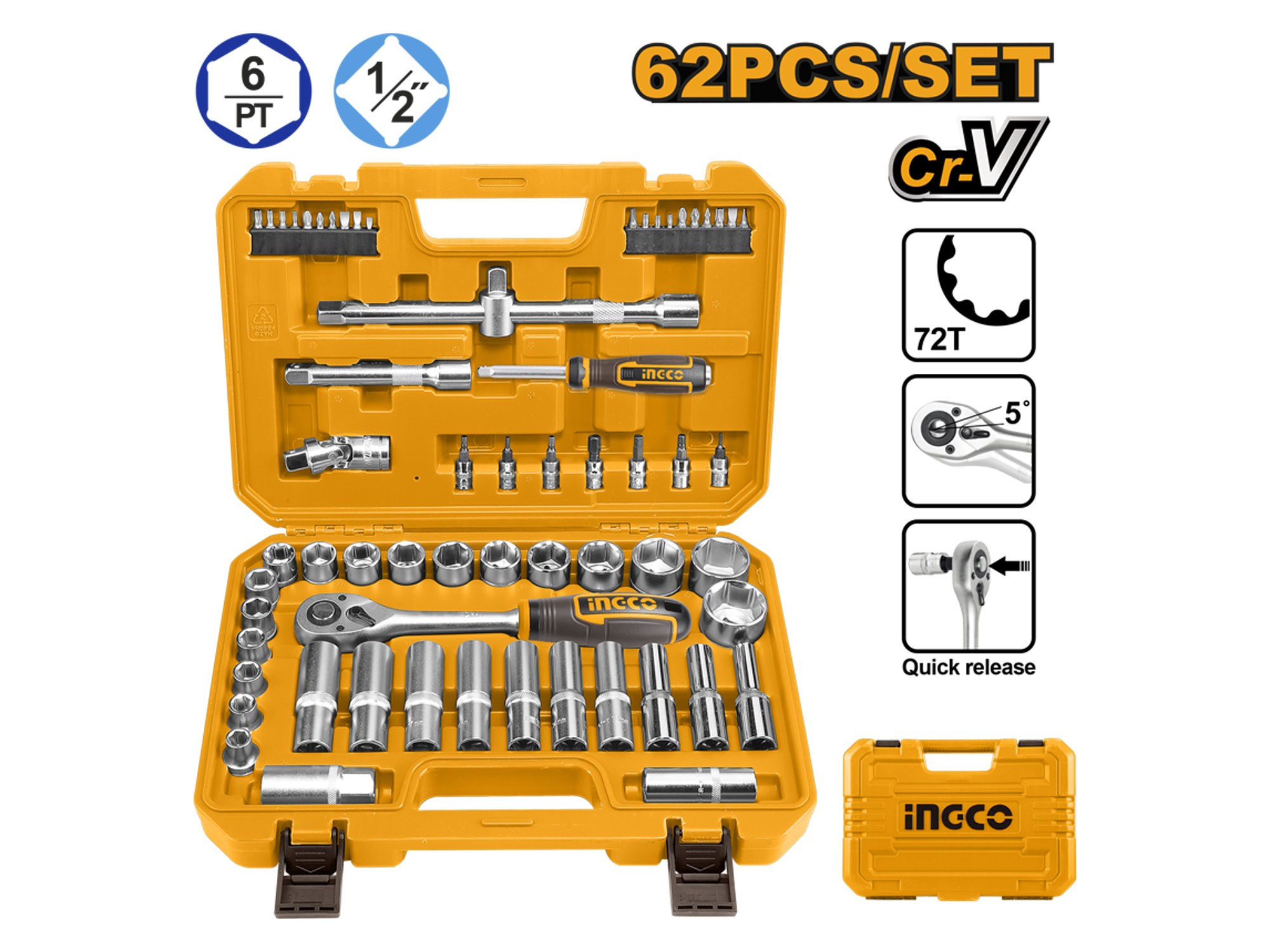 CAJA DE HERRAMIENTAS 1/2" 62PZS