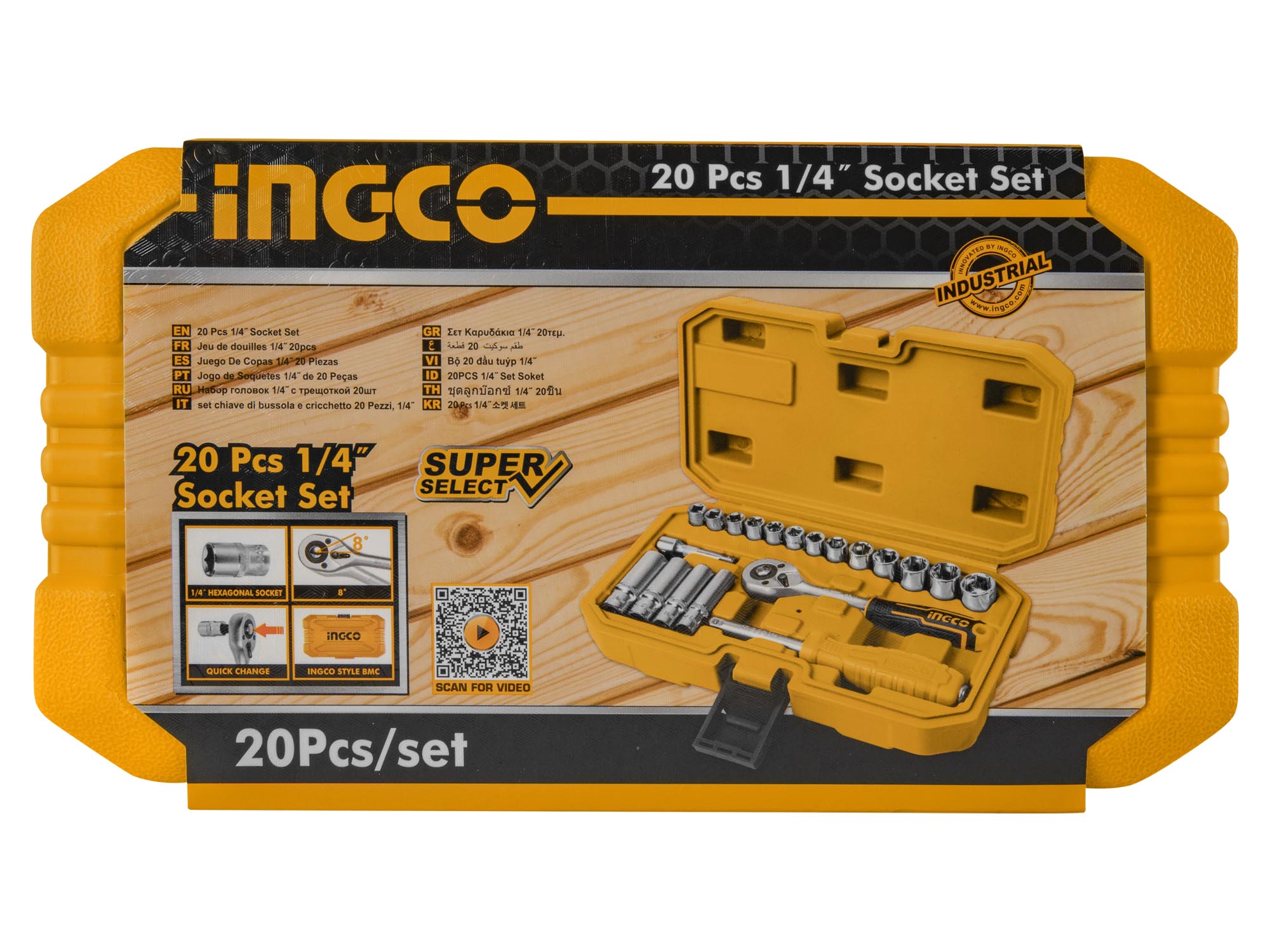 SET DE LLAVE RATCH 1/4" 20 PZS INGCO SUPER SELECT - Imagen 2