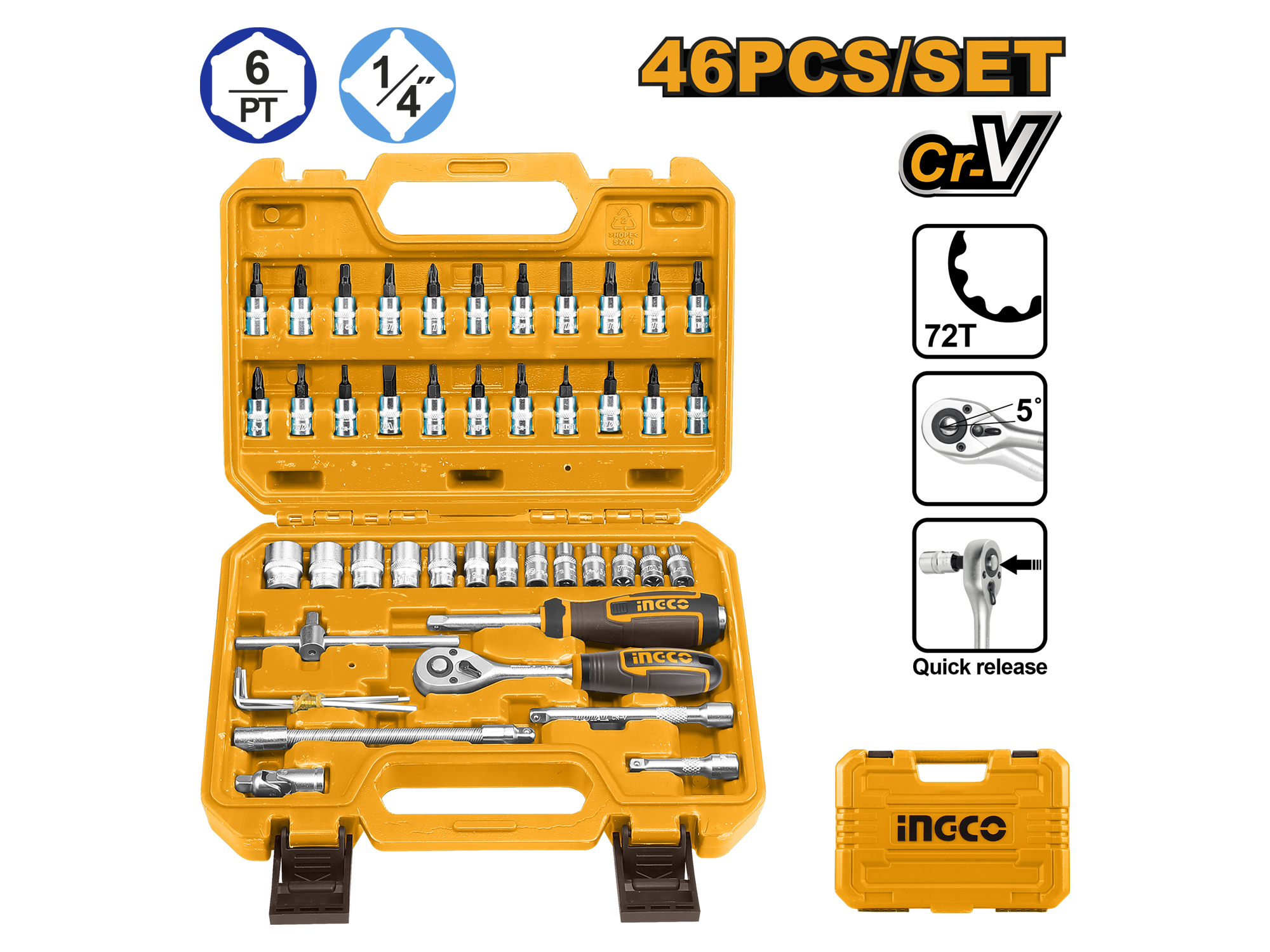 CAJA DE HERRAMIENTAS 1/4", 46PZS